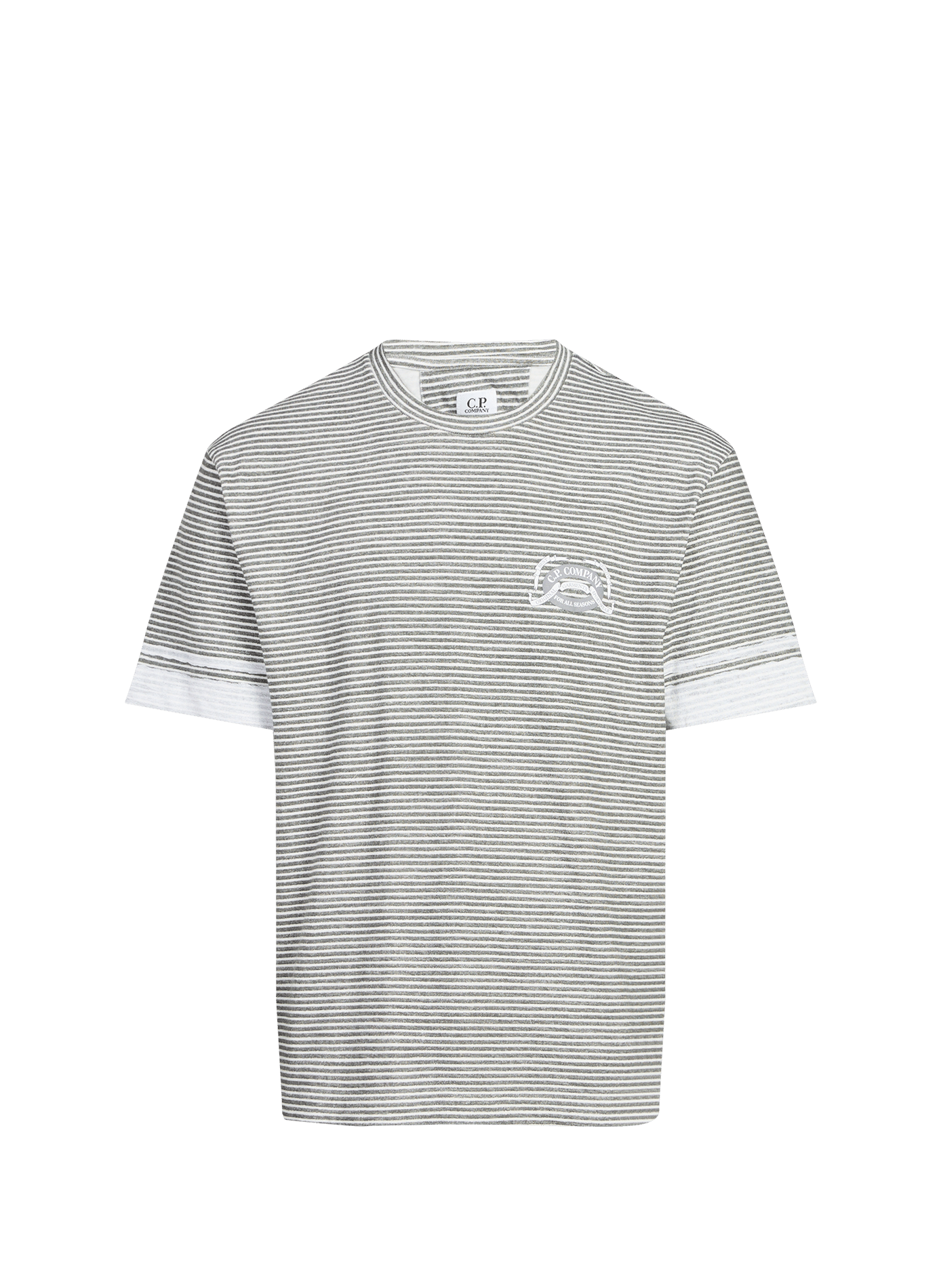 T-shirt à rayures en coton CP COMPANY Gris