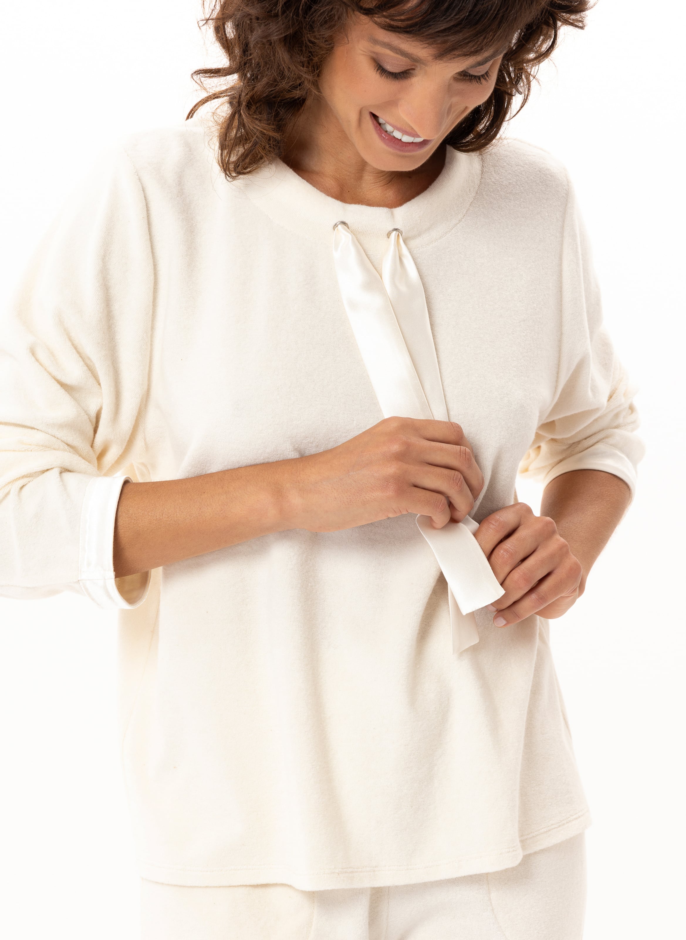 Ensemble homewear en bouclette éponge gelato 222 LE CHAT Blanc