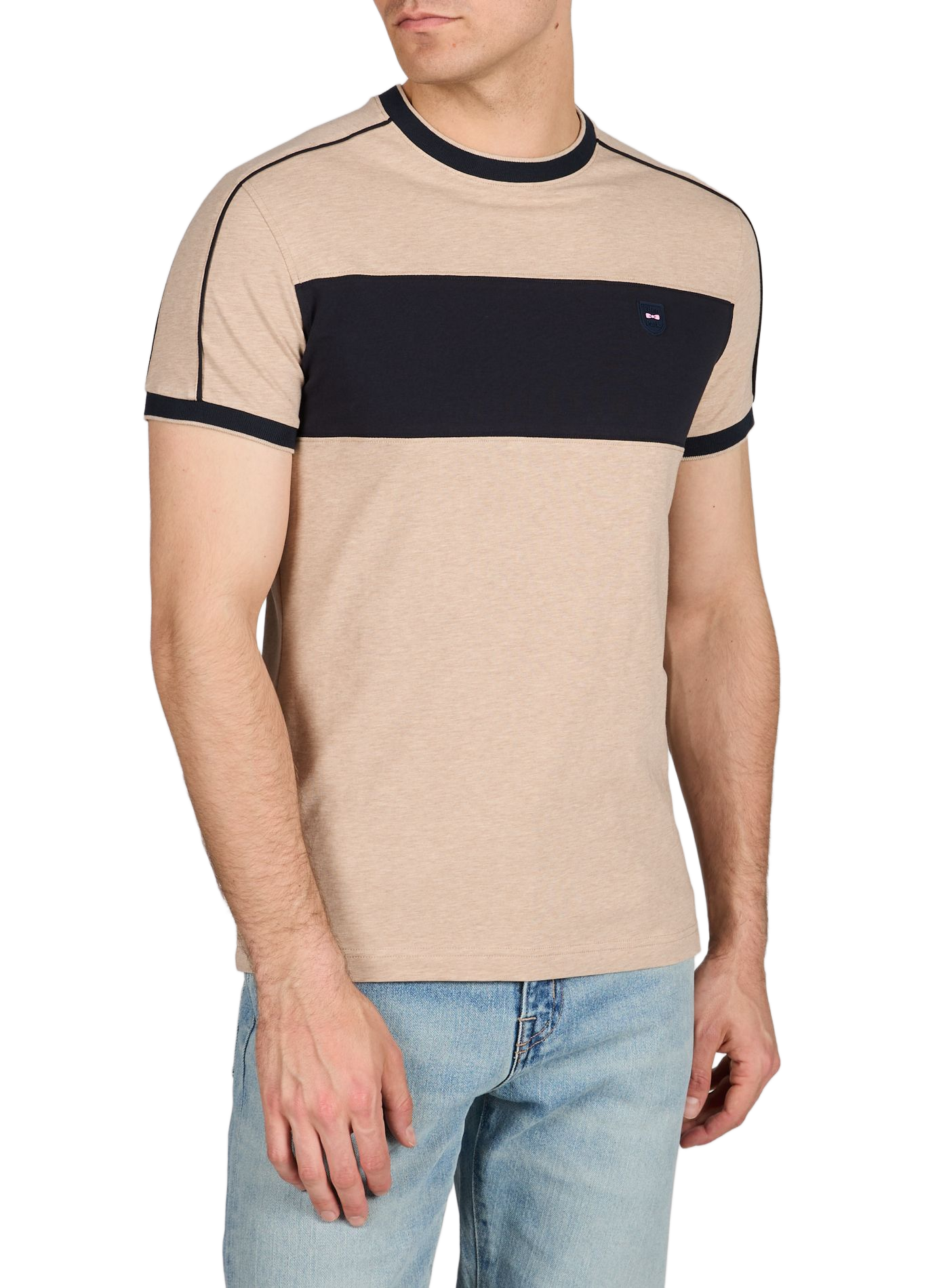 T-shirt col rond à logo en coton mélangé EDEN PARK Beige