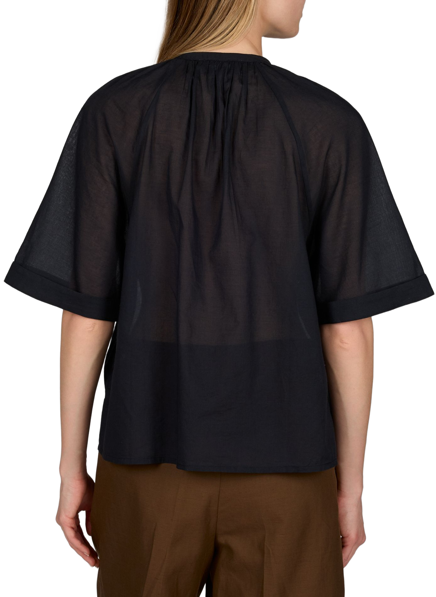 Noria top with officer collar in cotton OFFICINE GENERALE Black