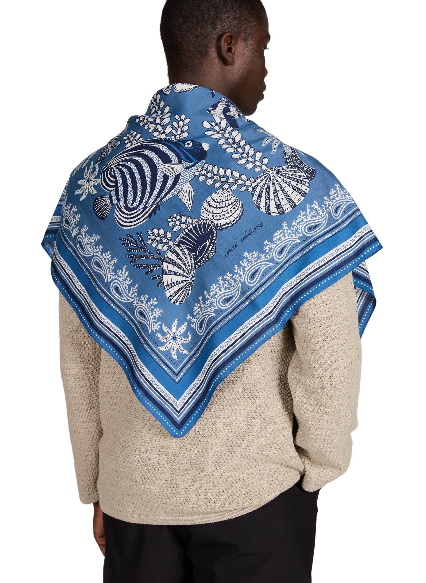 Square Neptune in cotton and silk INOUI EDITIONS Blue