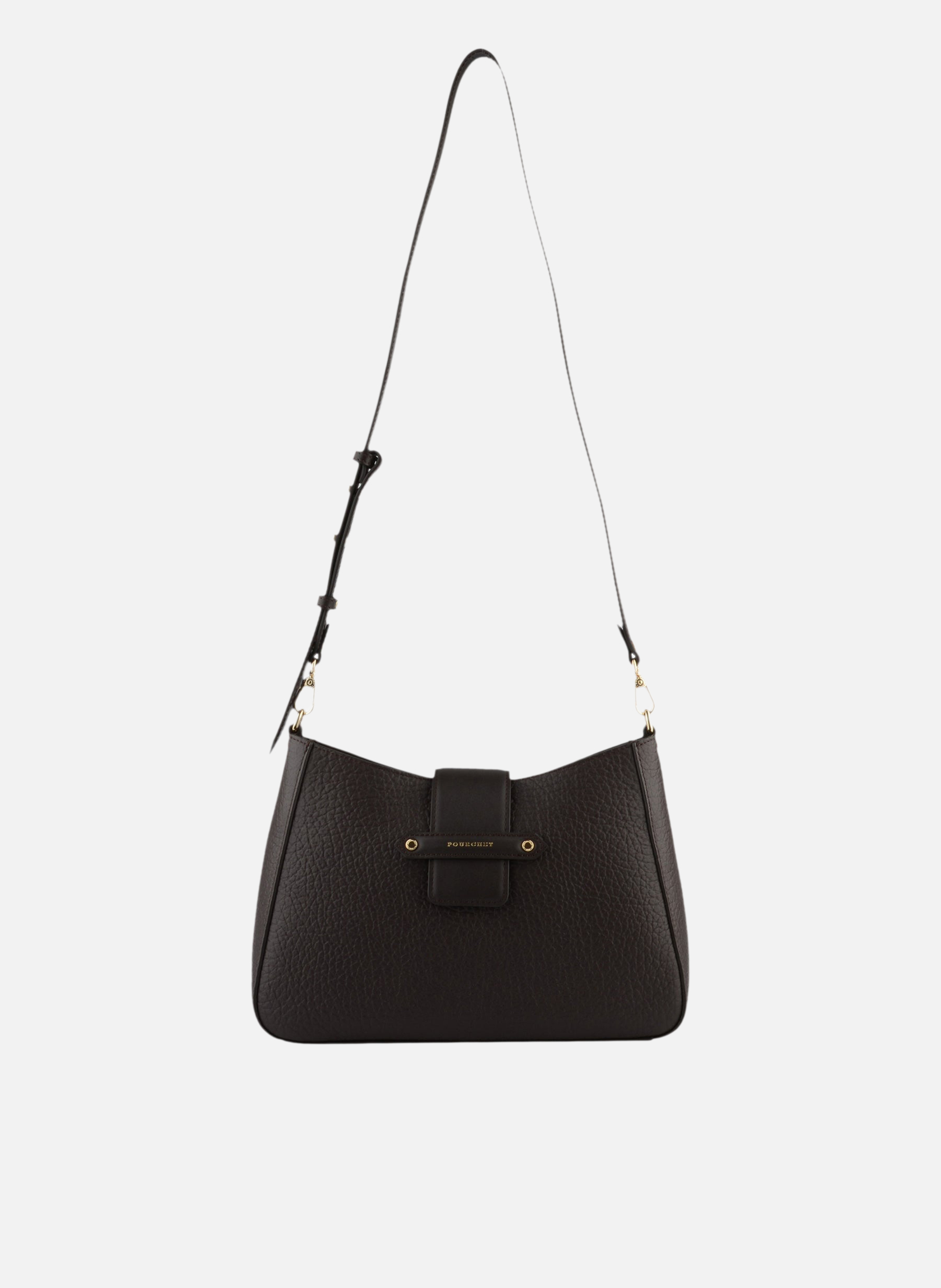 Fleuves | sac porté épaule gm en cuir de vachette | Marron POURCHET Femme