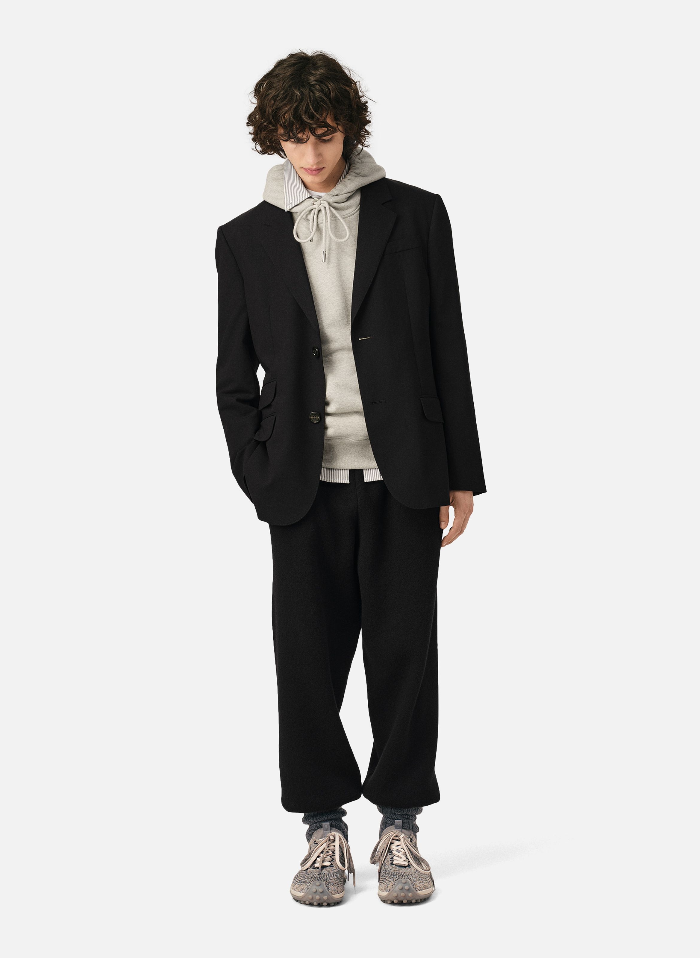 Veste droite simple boutonnage en laine AMI PARIS Noir