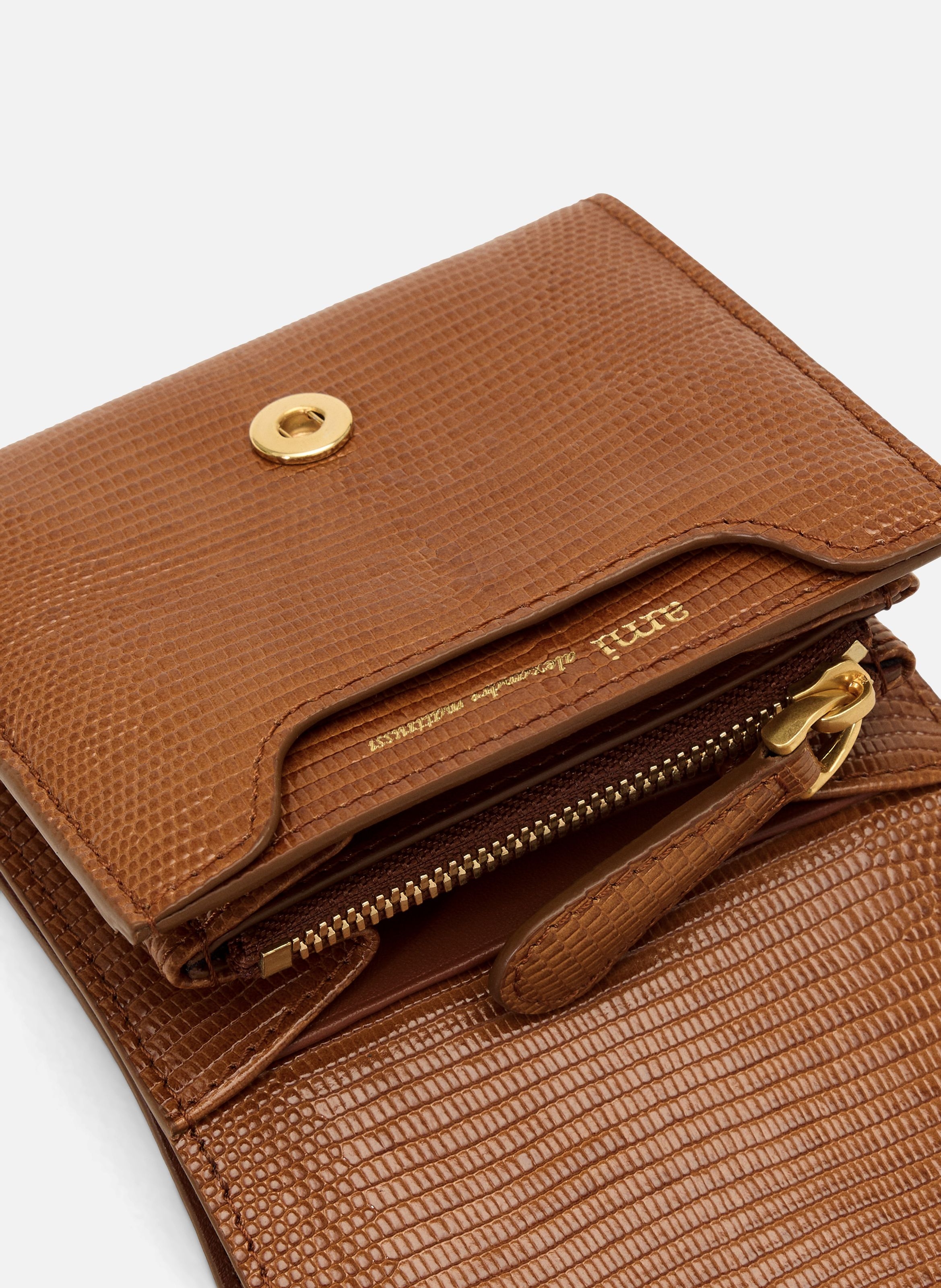 Portefeuille paris paris compact unisexe en cuir embossé lézard AMI PARIS Marron