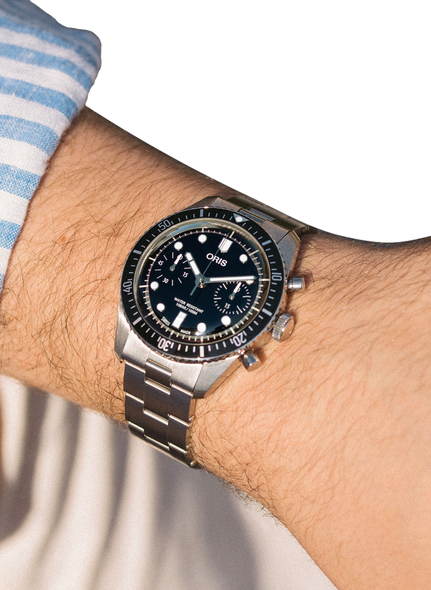 Montre automatique Oris Divers Sixty-Five Chonographe en acier inoxydable ORIS Noir