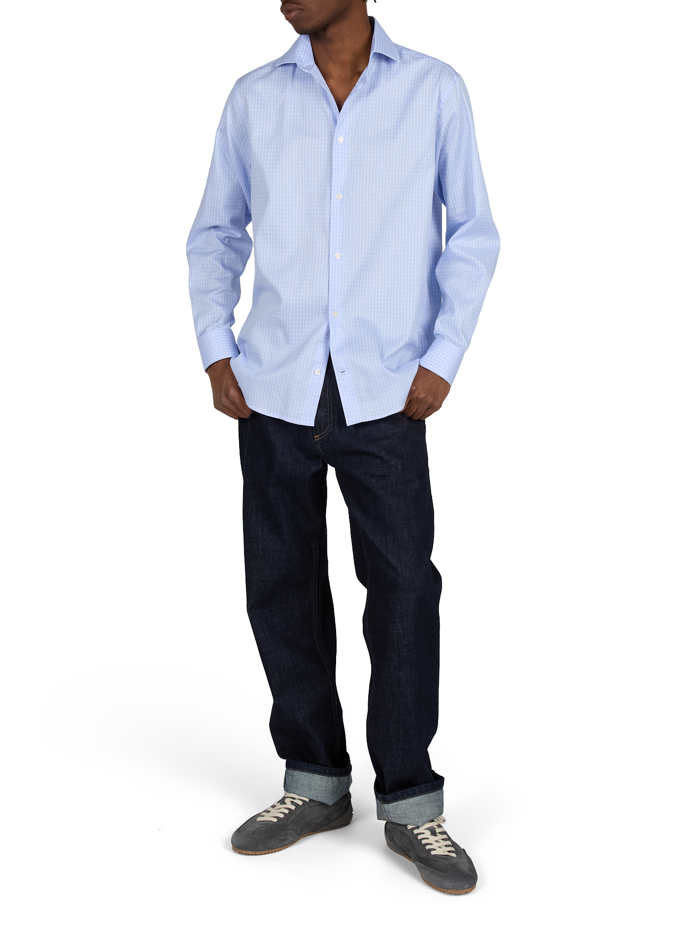 Straight cotton shirt AU PRINTEMPS PARIS Blue
