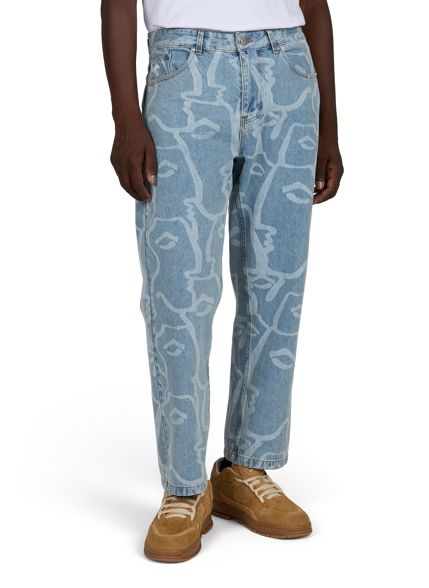 Boyfriend jeans with cotton patterns HELAS CAPS Blue