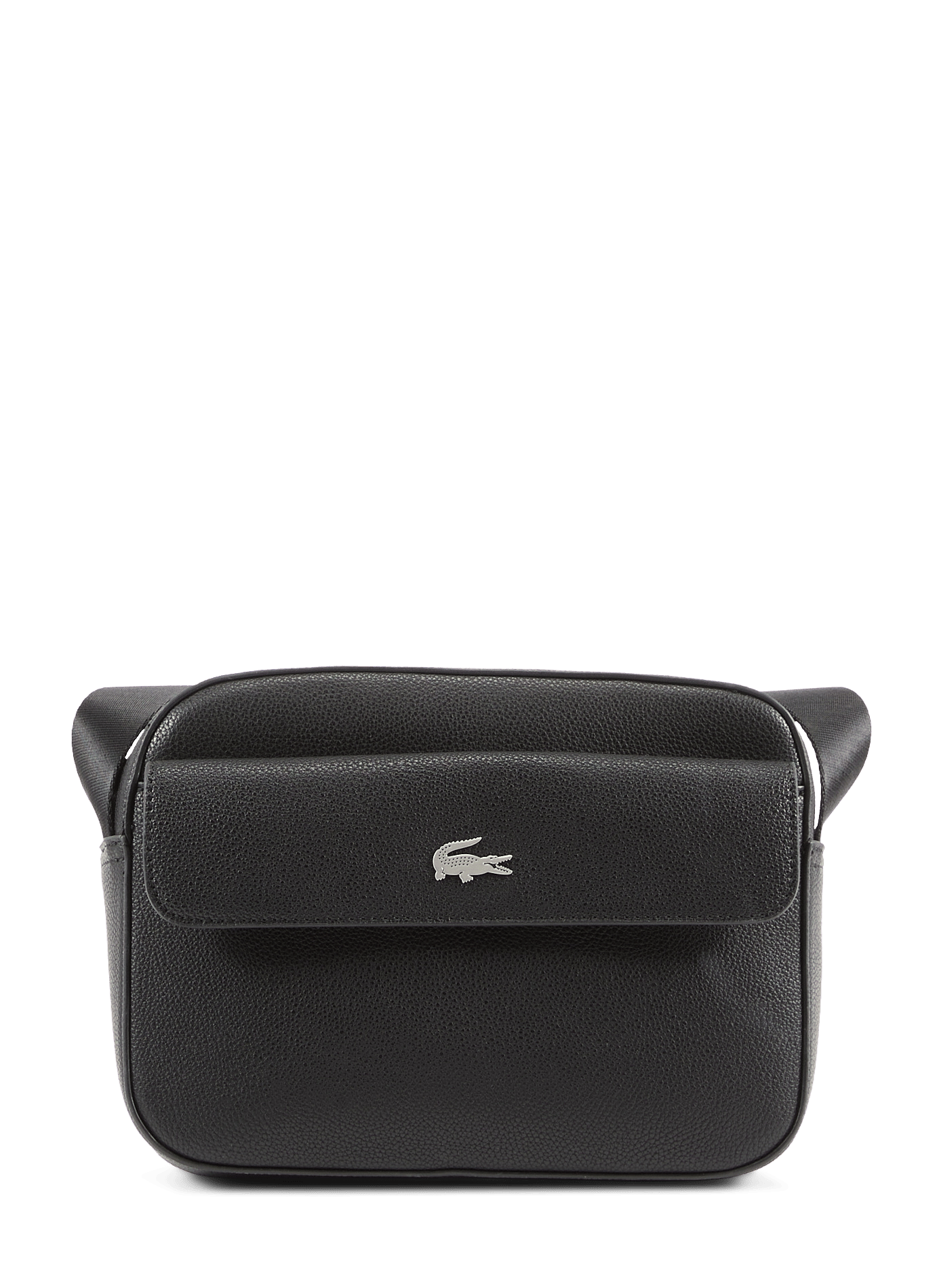 Sacoche texturée à bandoulière à logo métallique  LACOSTE Noir