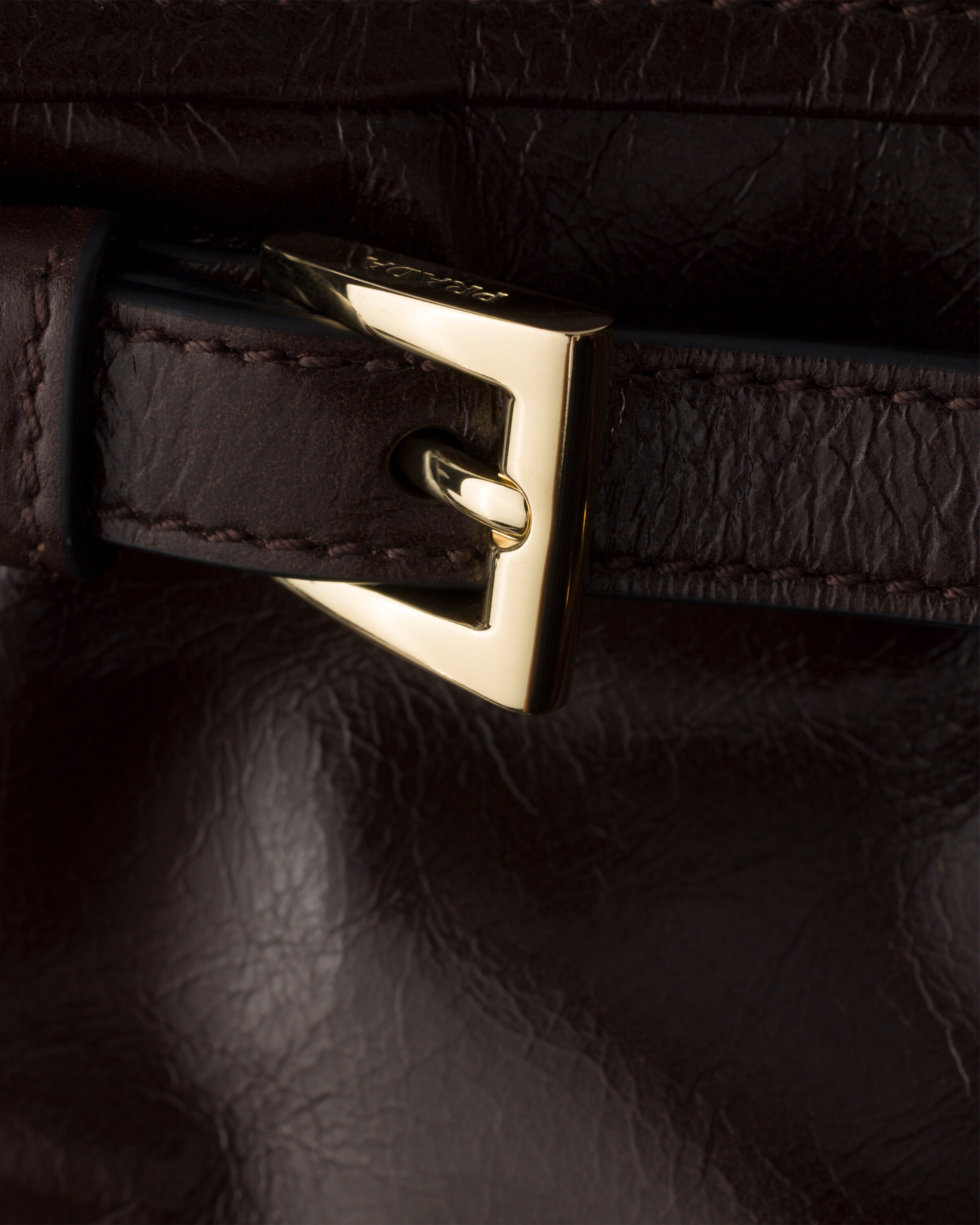 Mini sac porté épaule prada bonnie en cuir PRADA Marron