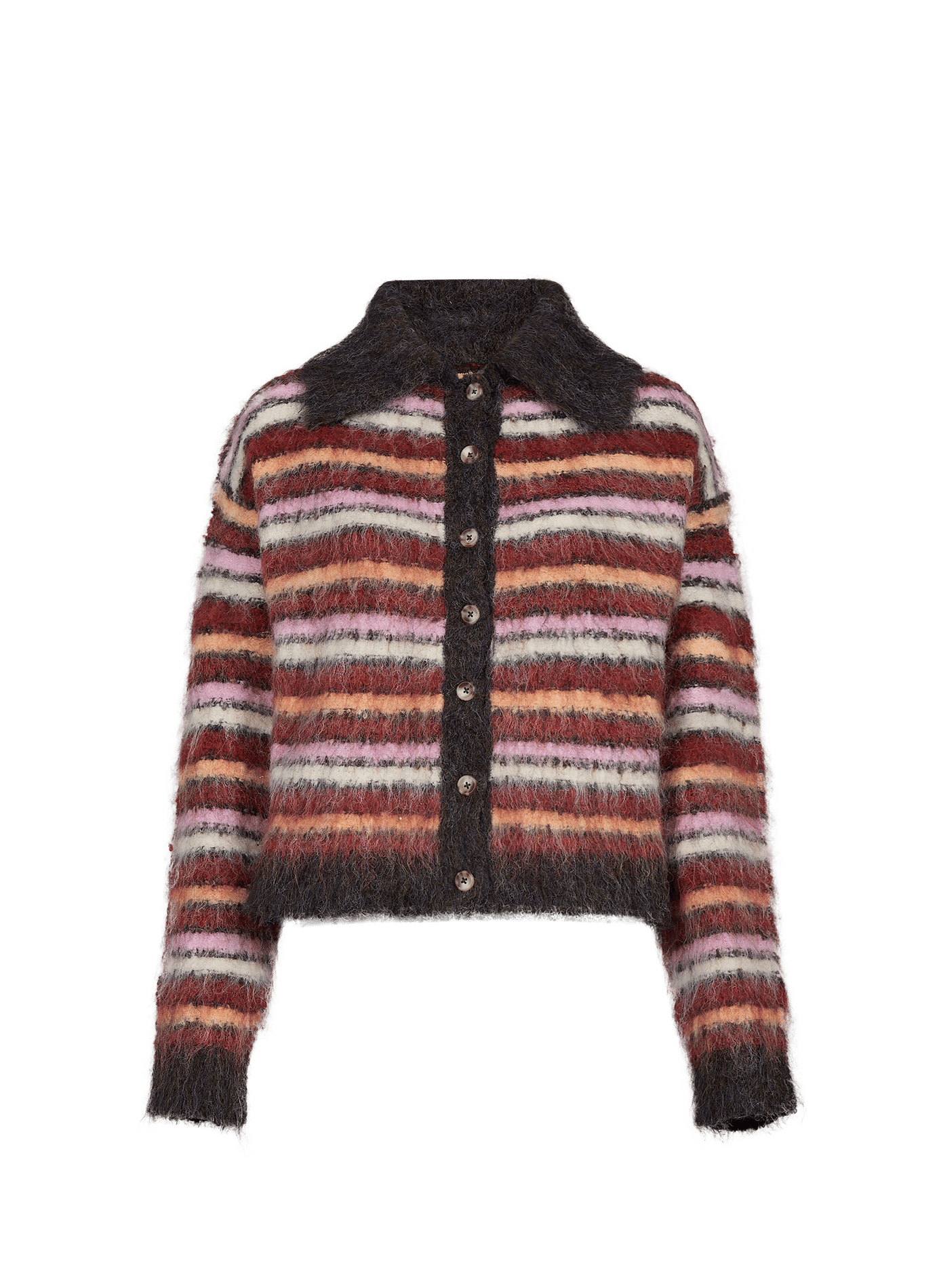 Striped button-up sweater TOPSHOP Red
