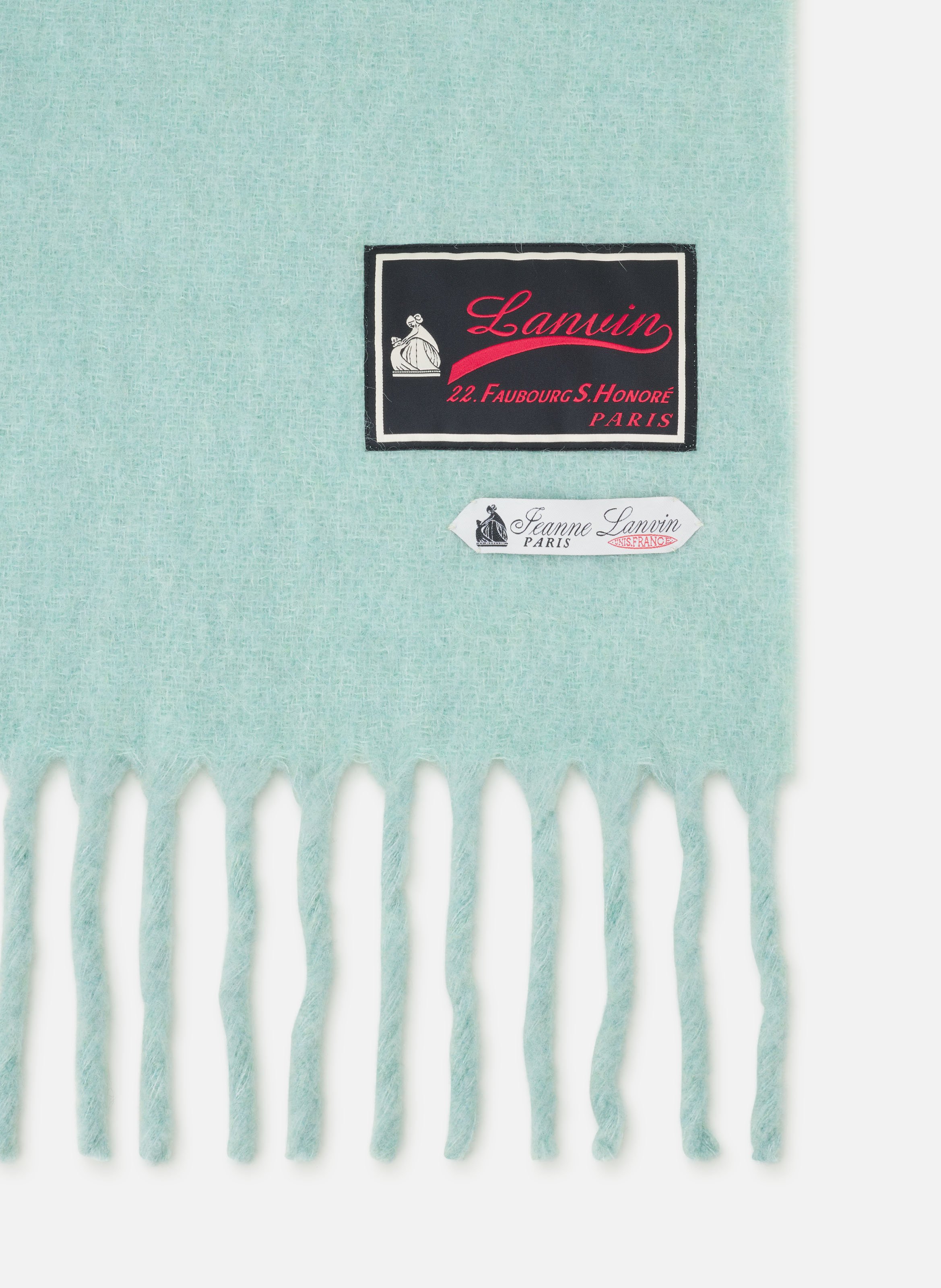 Écharpe à franges étiquette 22 faubourg en laine LANVIN Vert