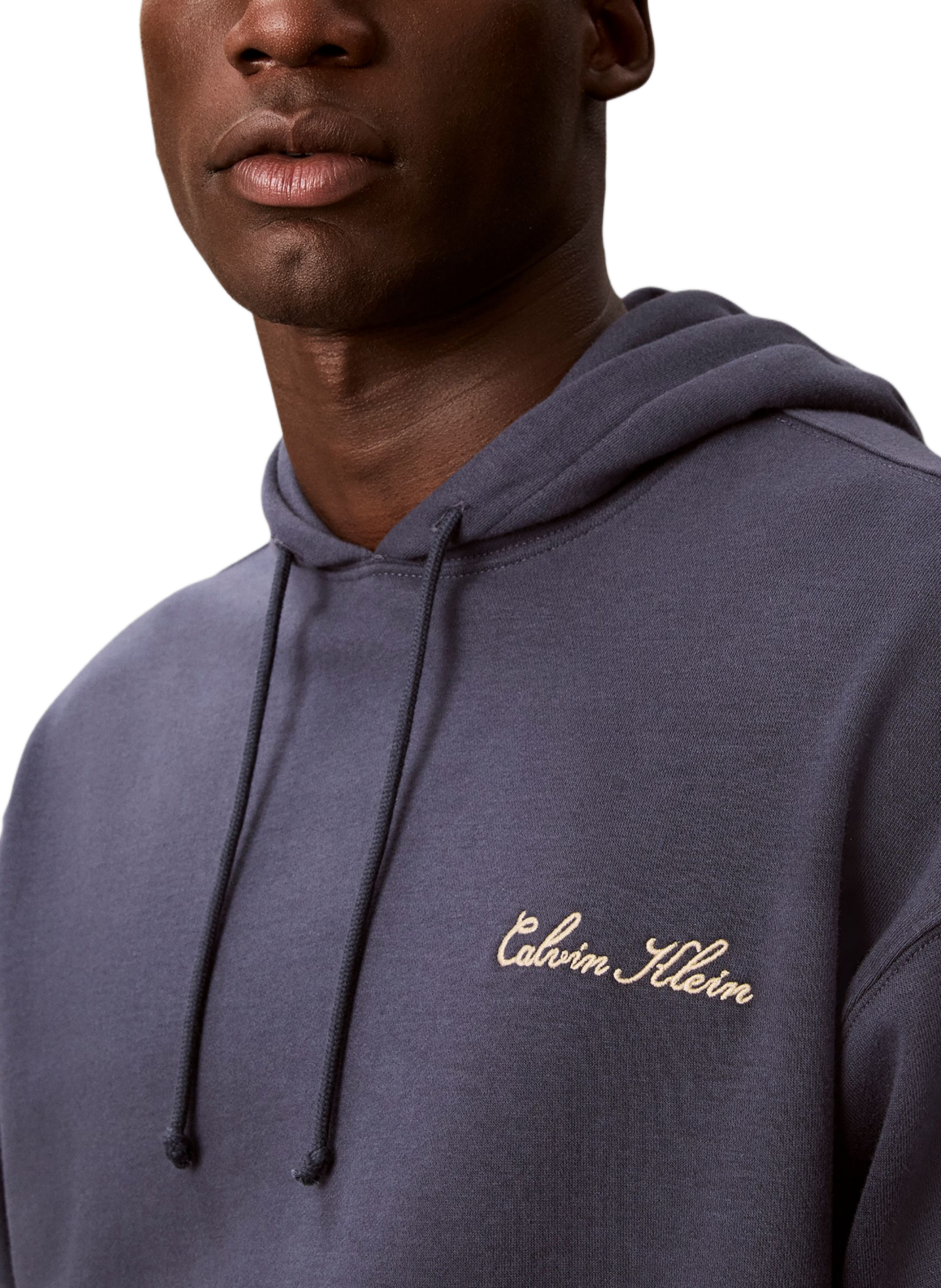 Straight sweatshirt with embroidered logo in blended cotton. CALVIN KLEIN Blue