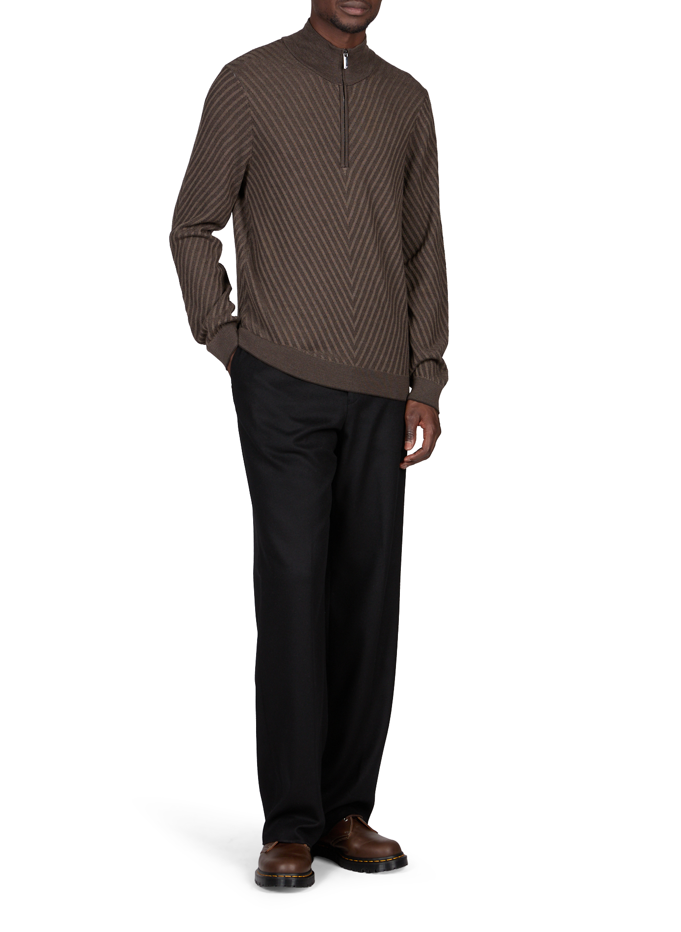 Gerader Wollpullover mit Reißverschluss EMPORIO ARMANI Braun