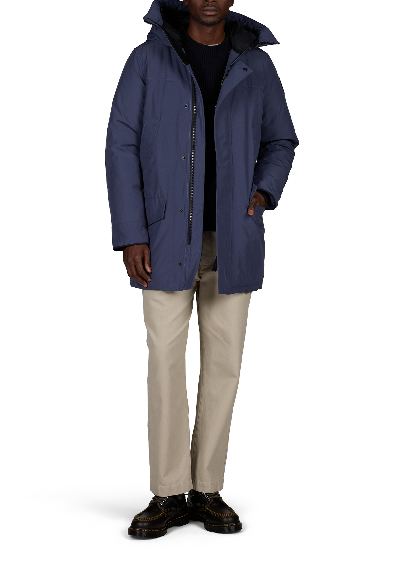 Rechte parka met capuchon van katoen CANADA GOOSE Blauw