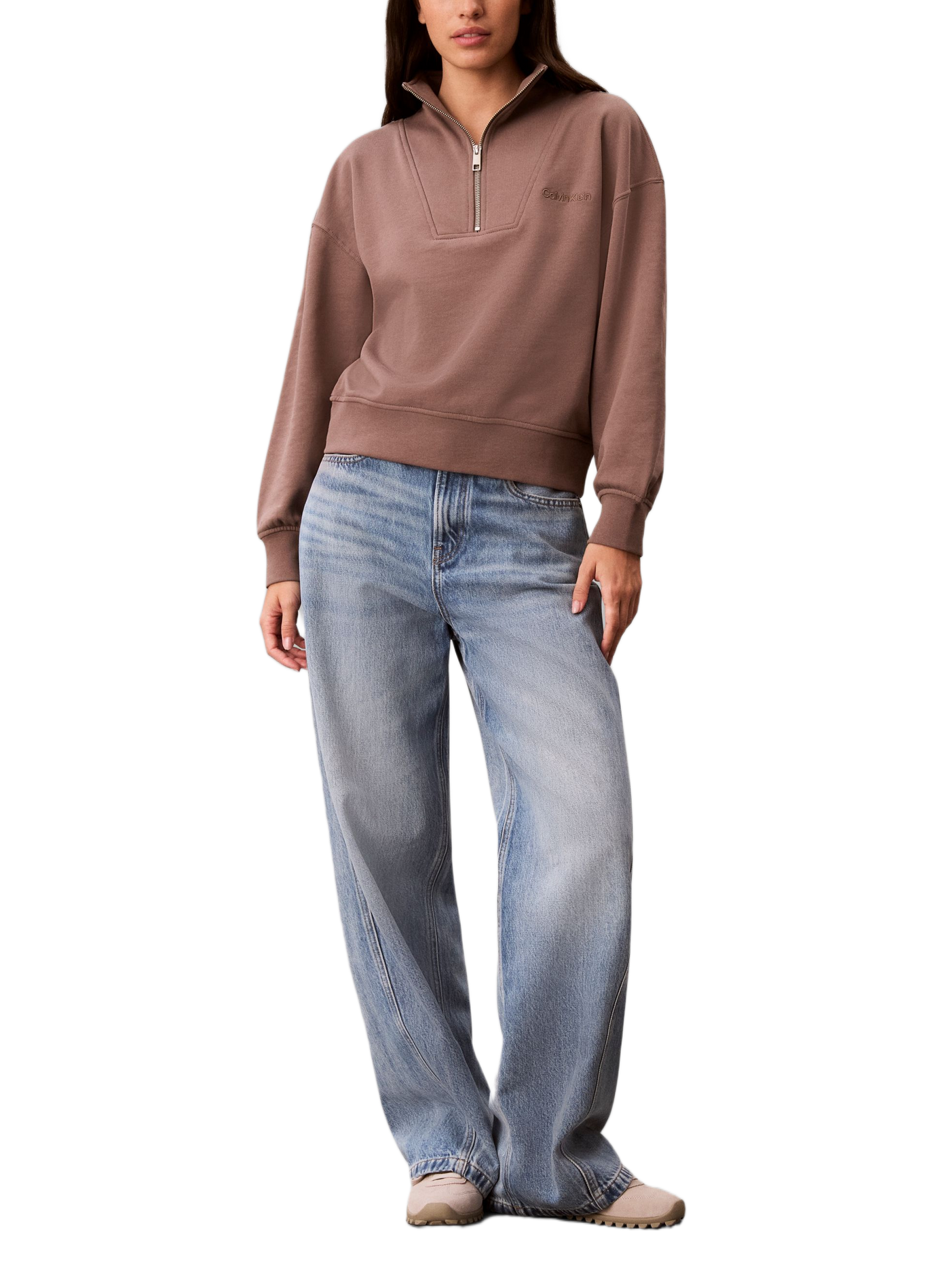 Sweatshirt à col montant en coton CALVIN KLEIN Multicolore