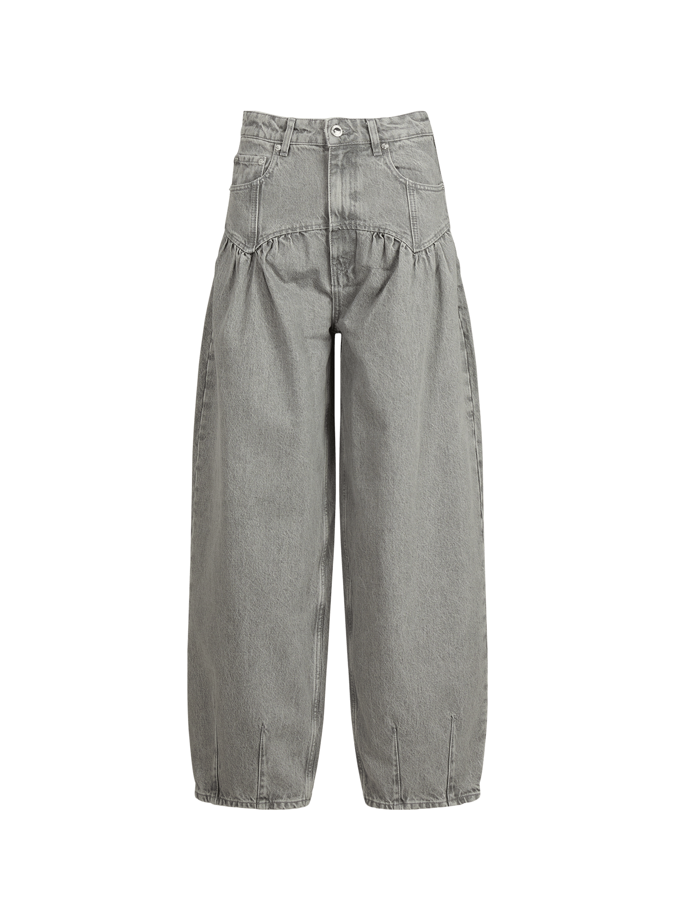 Rigid Cotton Denim Corset Jeans GANNI Grey