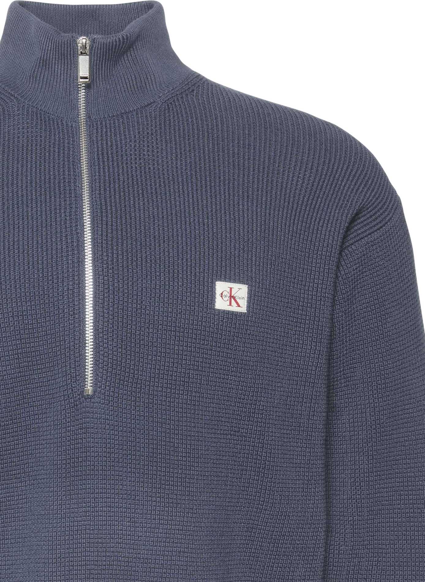 Gerader Pullover mit Stehkragen und Reißverschluss aus Baumwolle CALVIN KLEIN Blau
