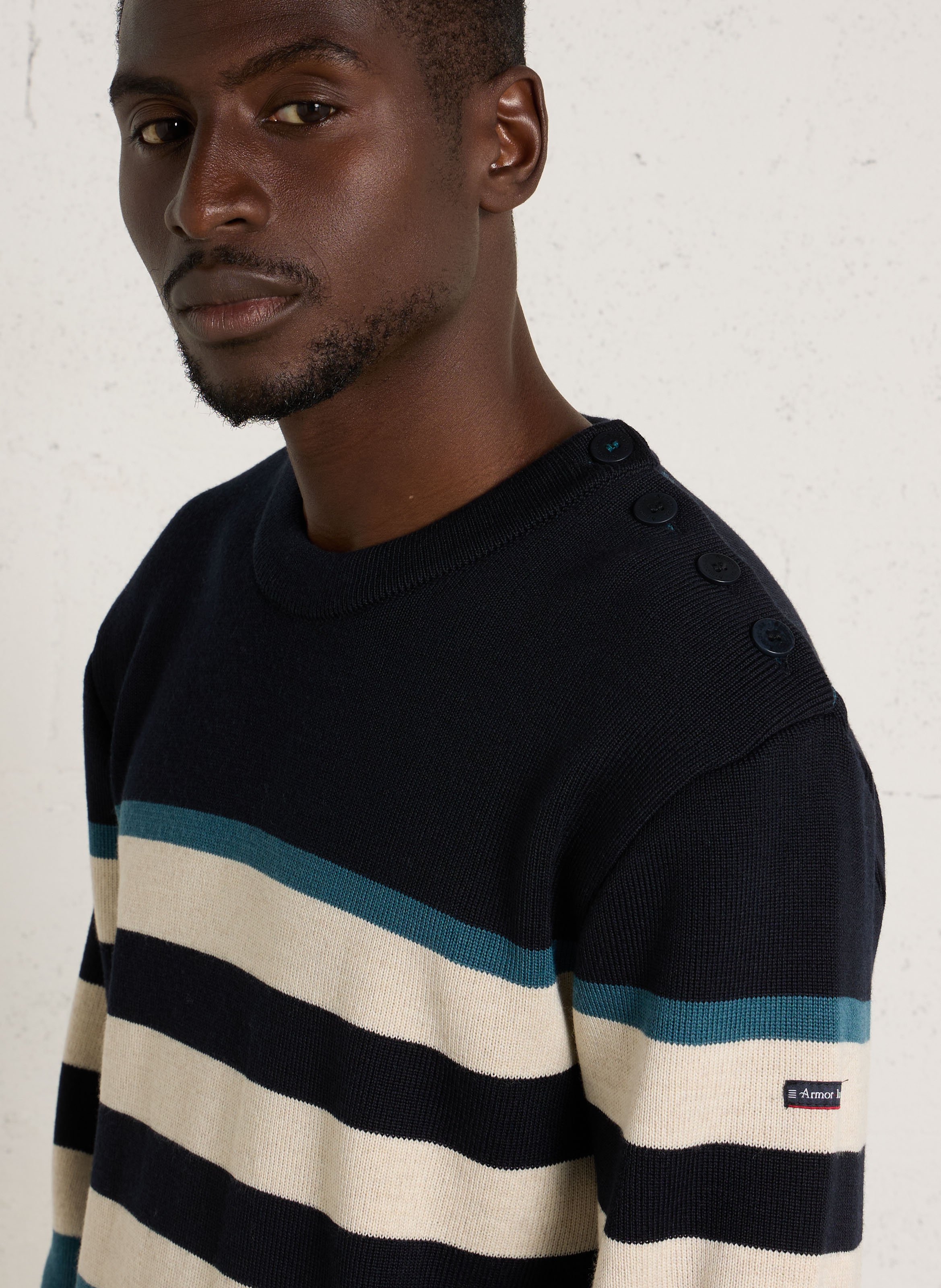 Pull rayé en laine mélangé ARMOR-LUX Bleu