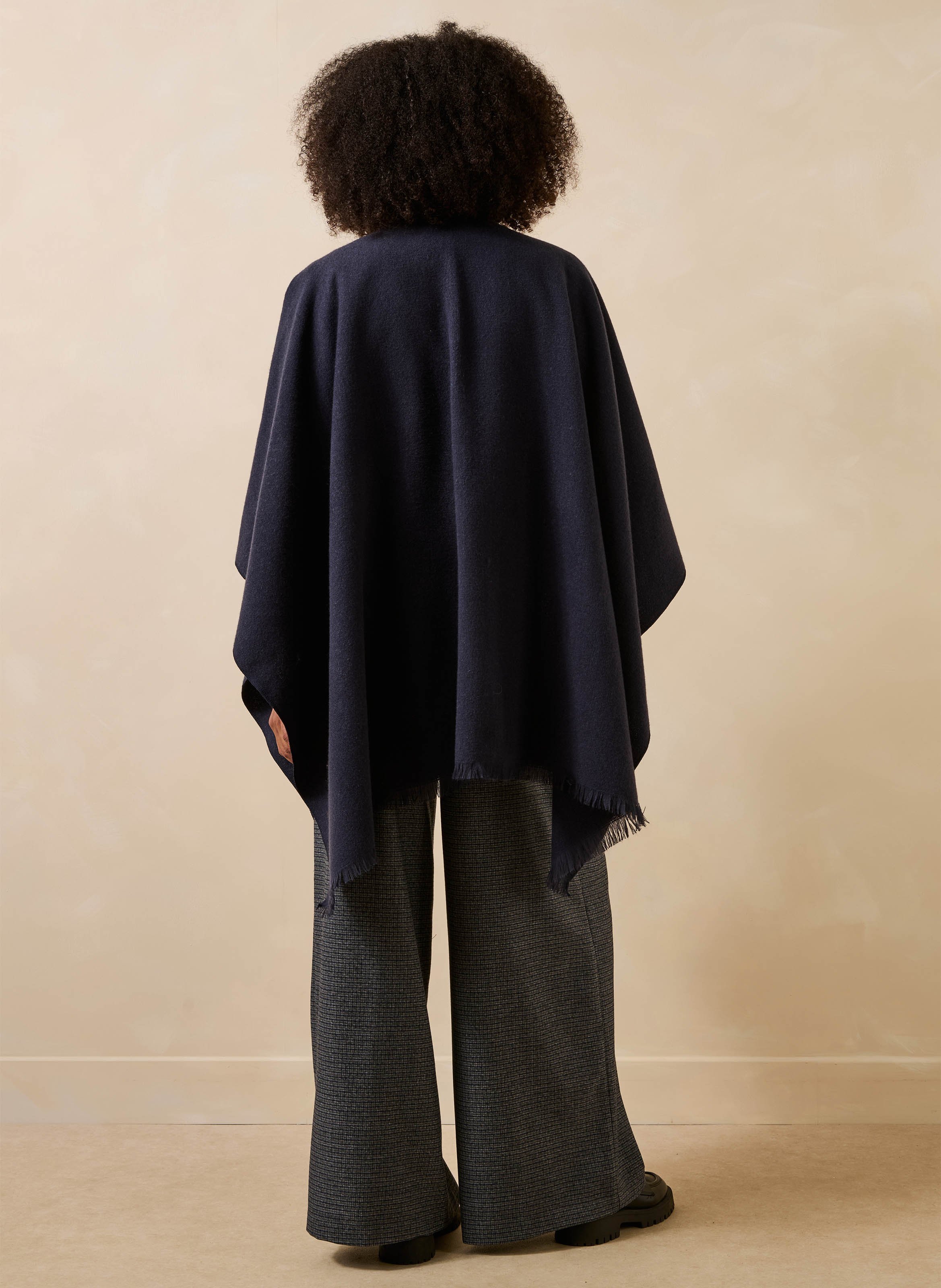 Ruime poncho met franjes LA FEE MARABOUTEE Blauw