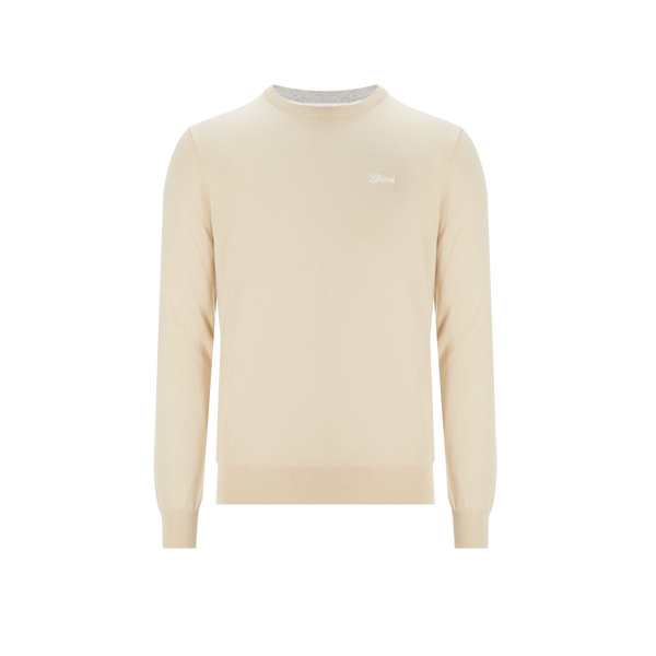 Guess Plain Cotton Jumper In Gold