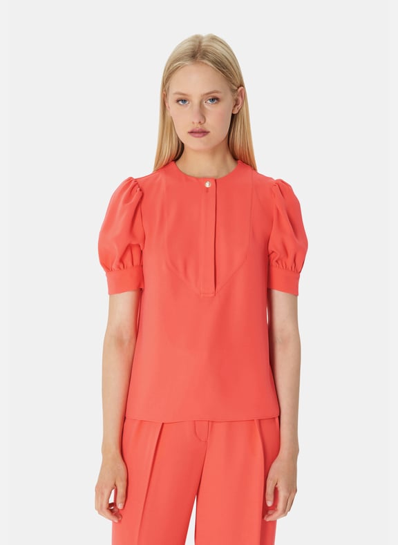 Blouse cintré uni - tourterelle Orange by TARA JARMON TARA JARMON Blouse cintré uni - tourterelle Orange