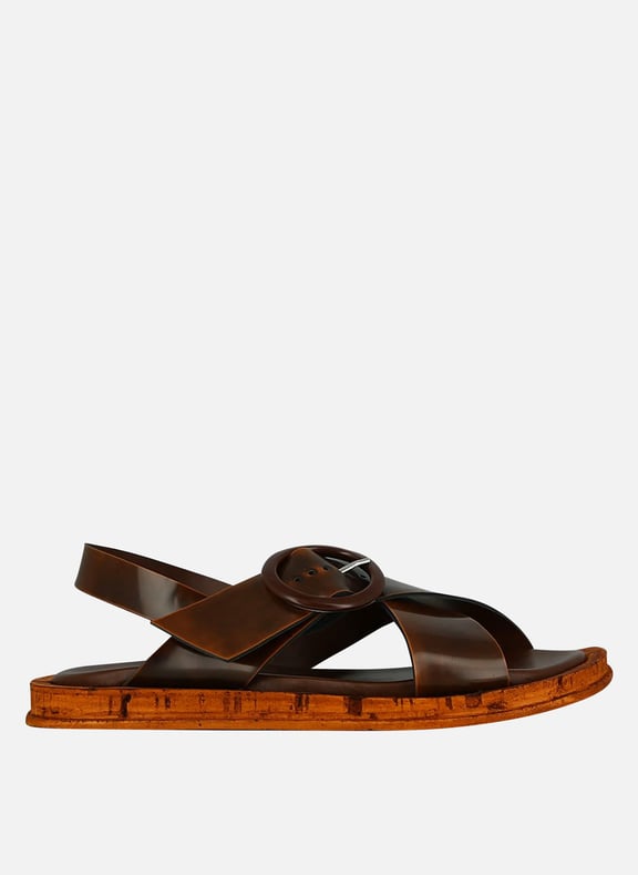 Sandales plates en cuir eulalie Marron by JONAK JONAK Sandales plates en cuir eulalie Marron