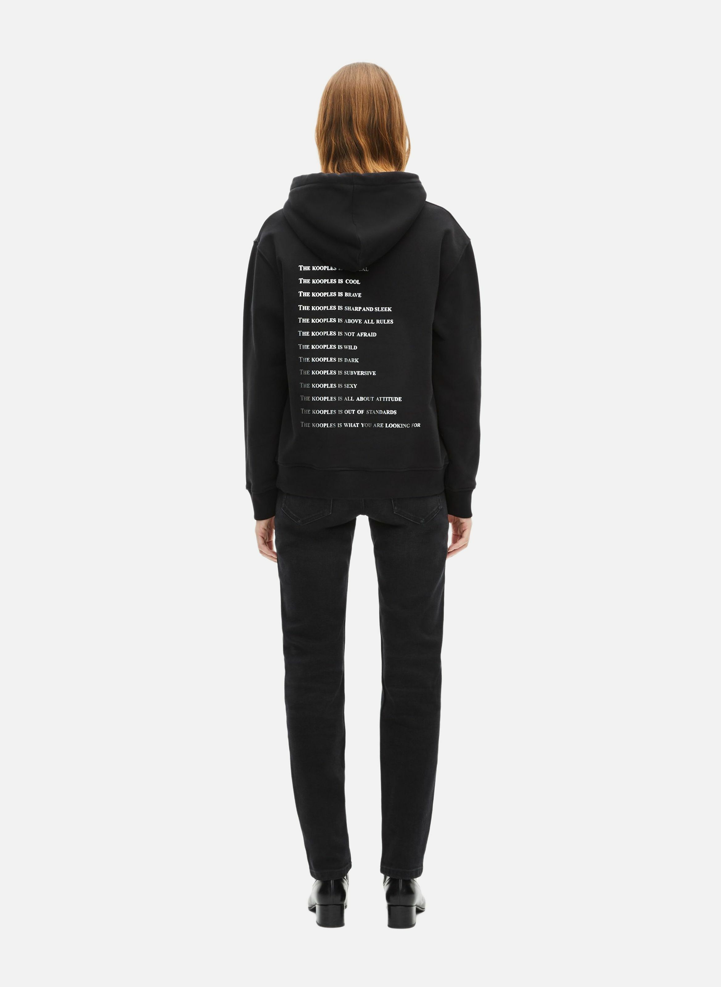 Sweatshirt à capuche en coton what is avec strass THE KOOPLES Noir