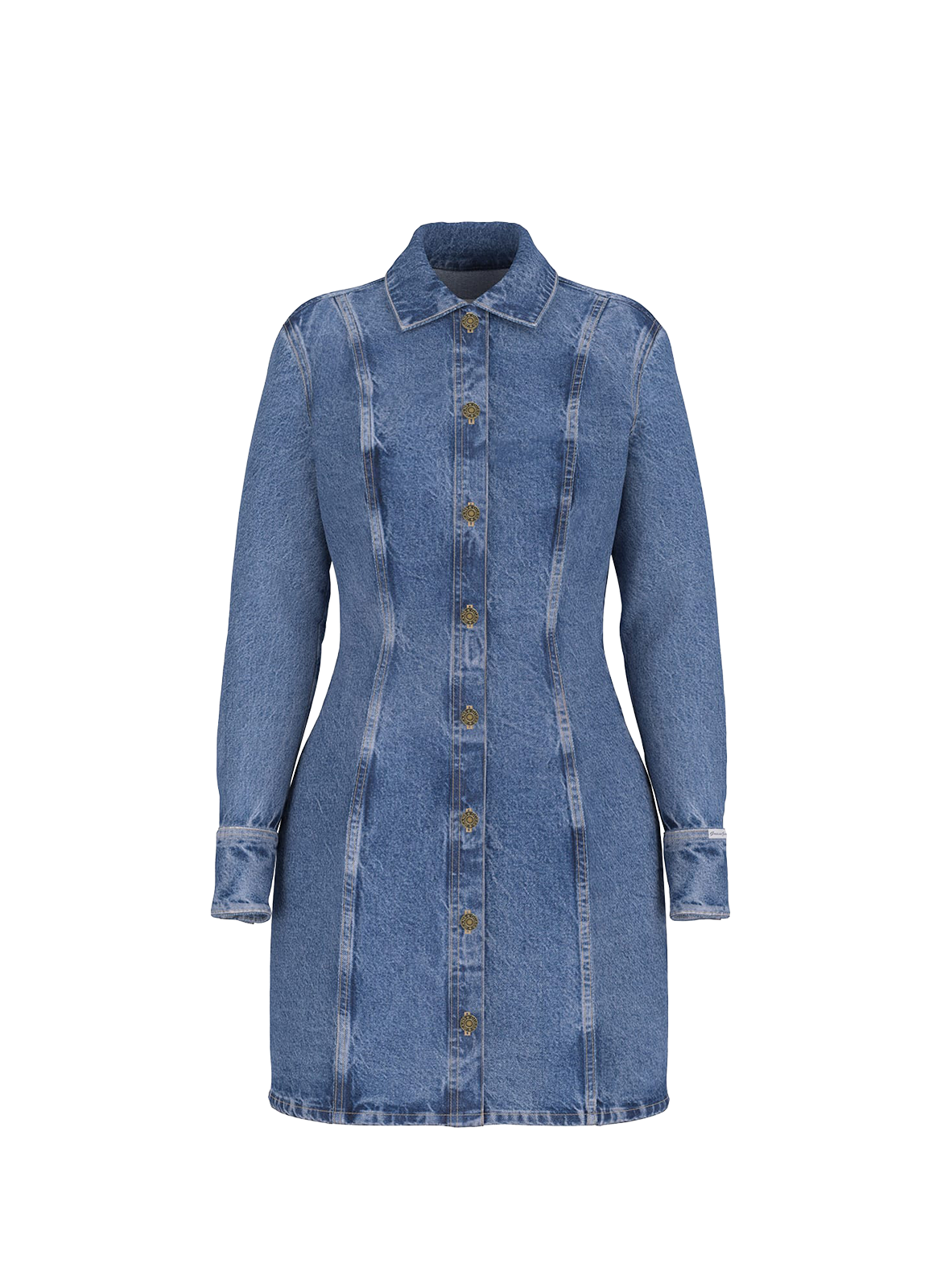 GUESS Robe col classique en coton mélangé Bleu