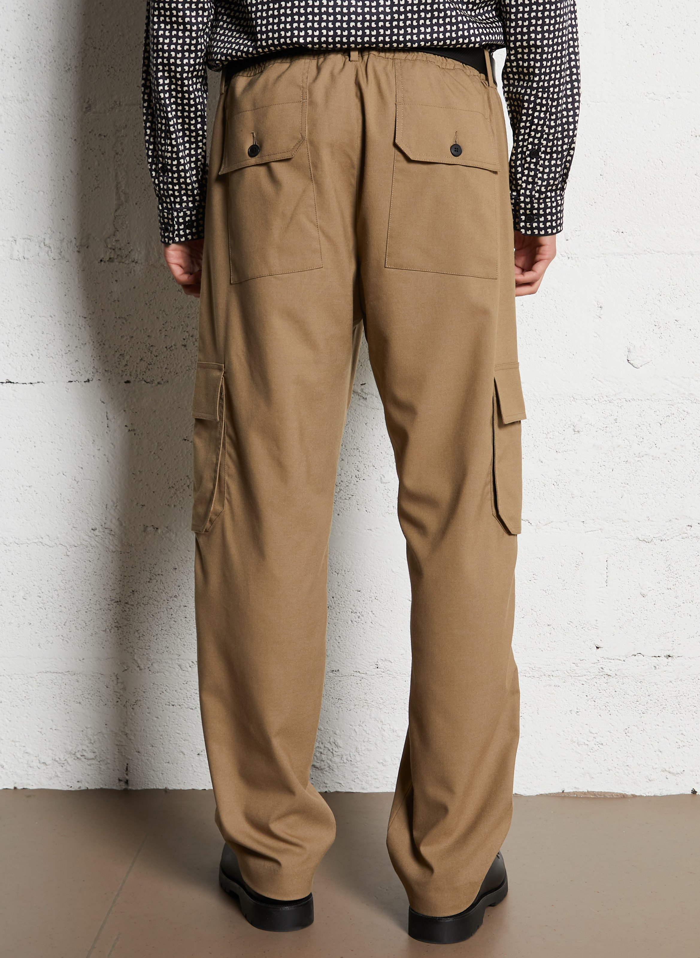 Pantalon droit cargo uni à poches IKKS Beige