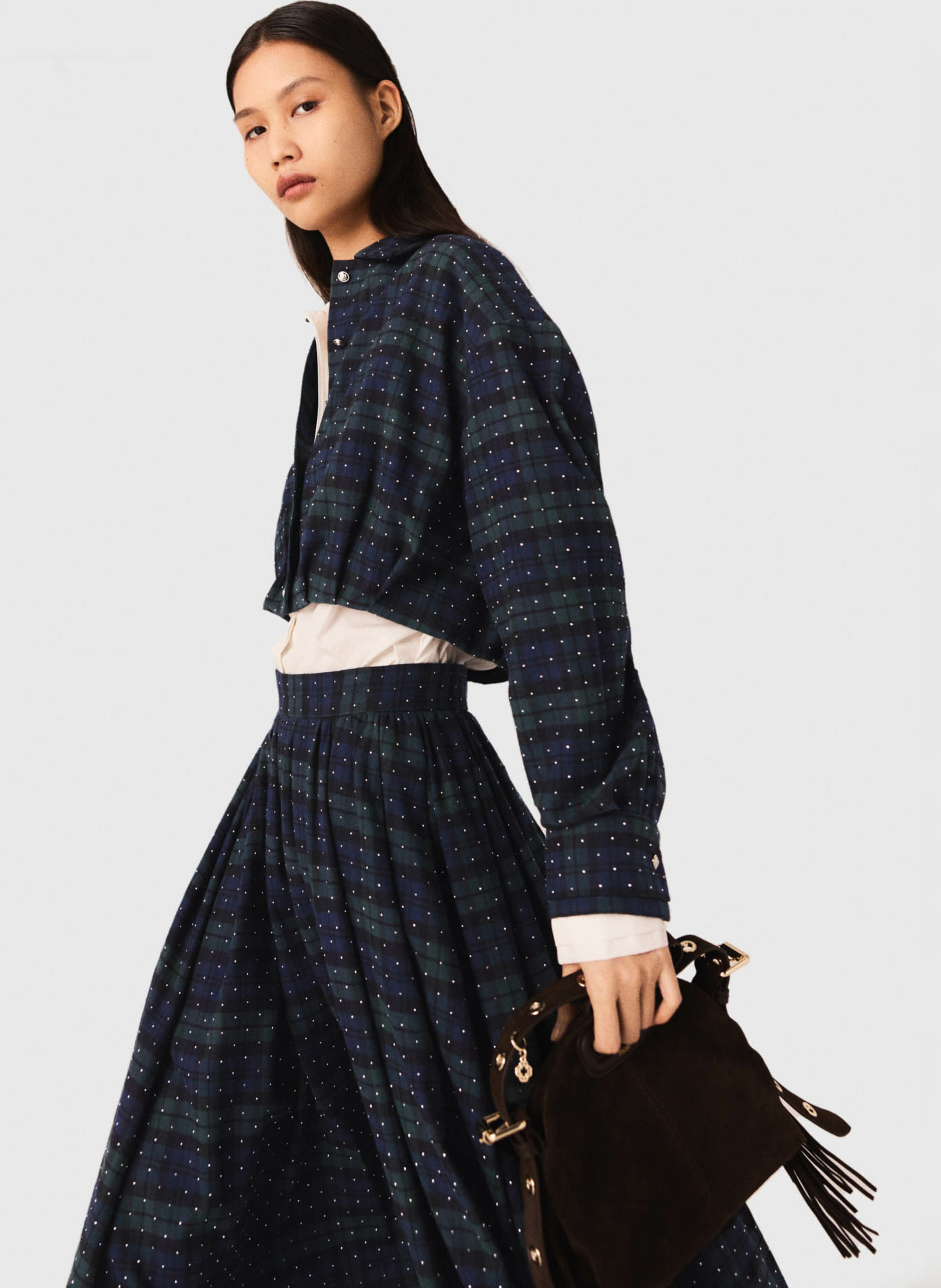 Chemise courte imprimée à strass MAJE Bleu