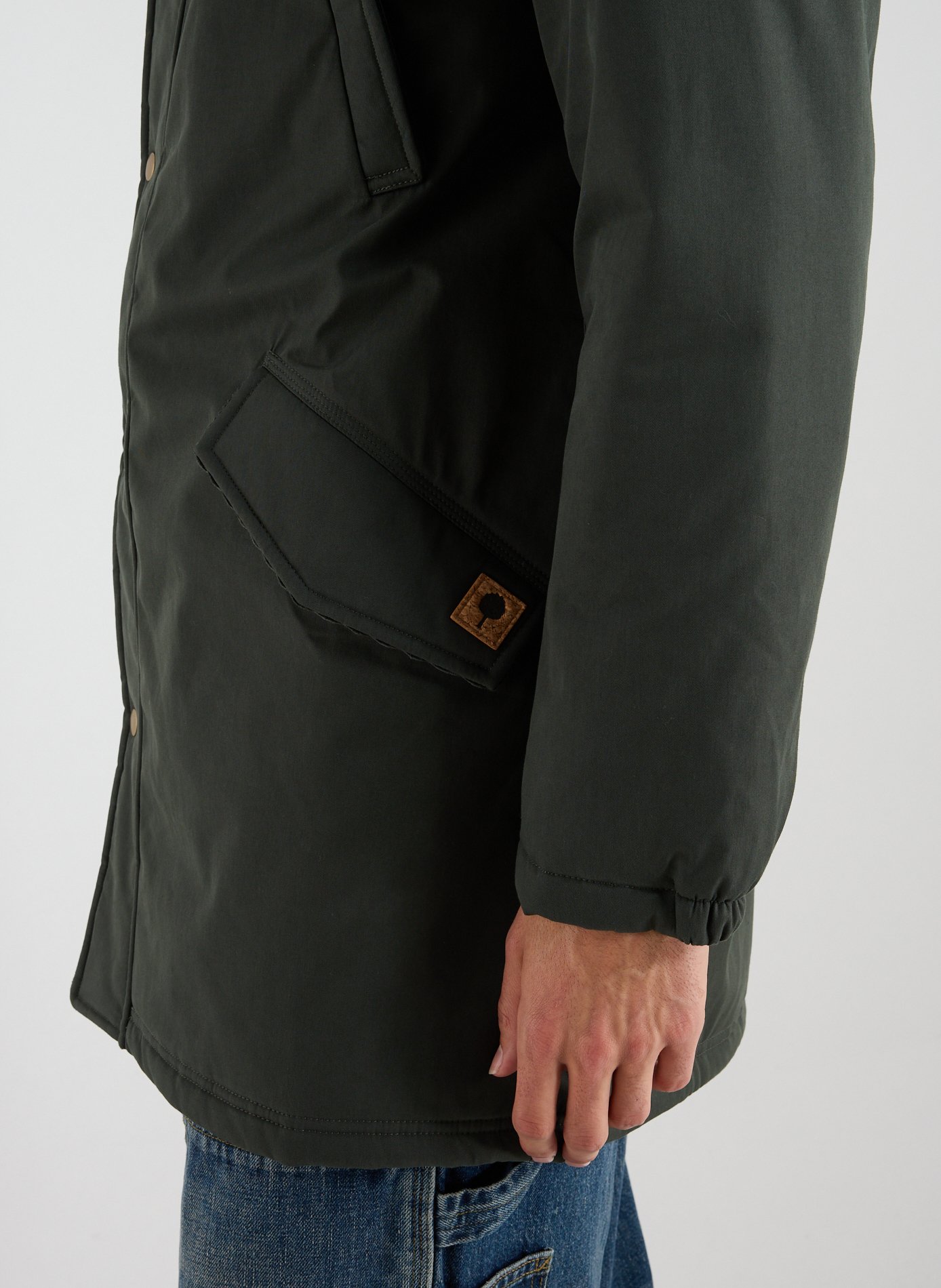 Hooded cotton-blend jacket  FAGUO Green