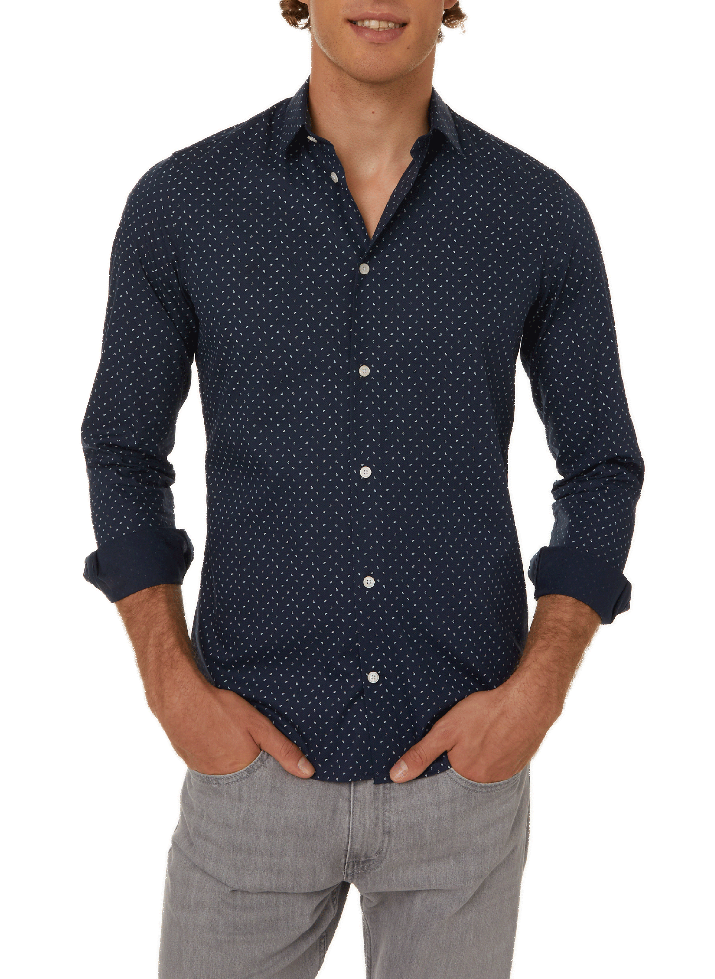 AU PRINTEMPS PARIS Chemise à motif slim Bleu