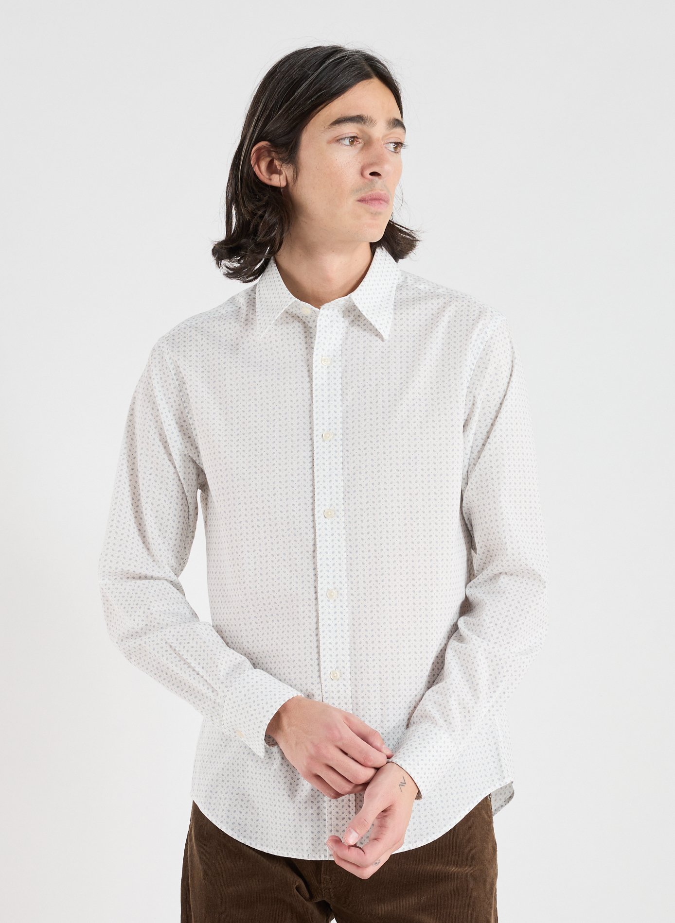 GANT Printed straight cotton shirt Beige