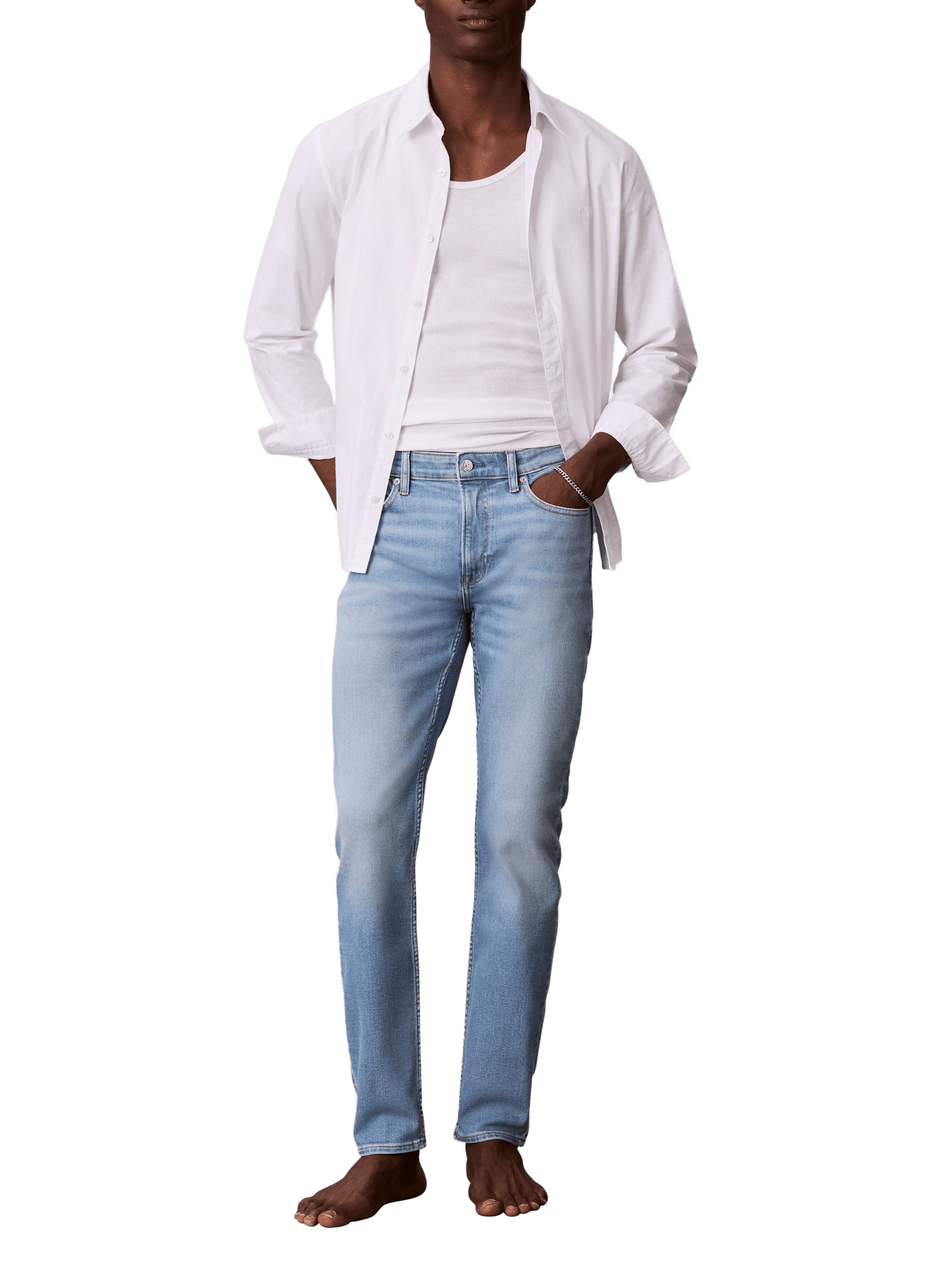 Cotton-blend slim-fit jeans CALVIN KLEIN Blue