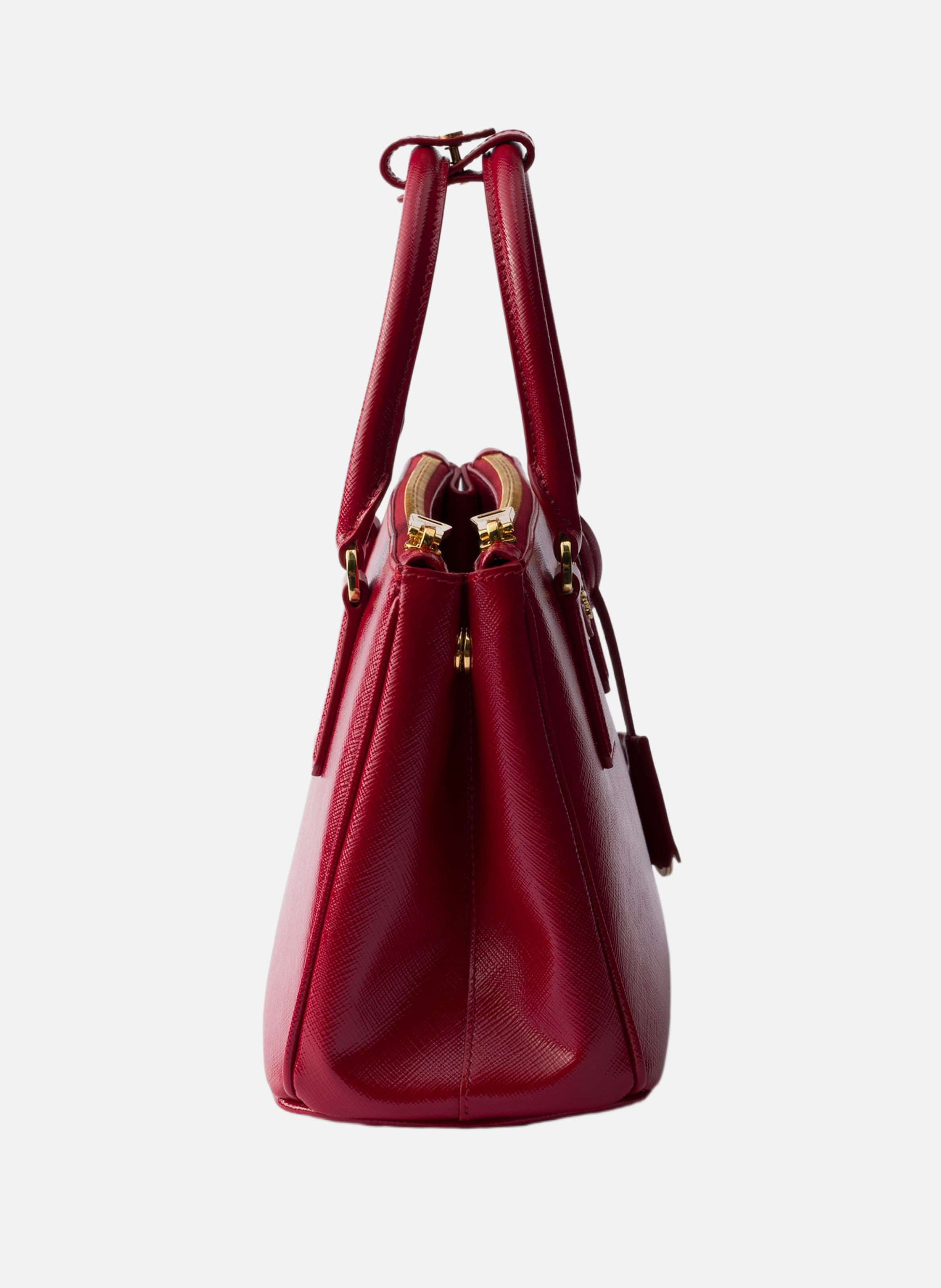 Petit sac prada galleria en cuir saffiano verni PRADA Rouge
