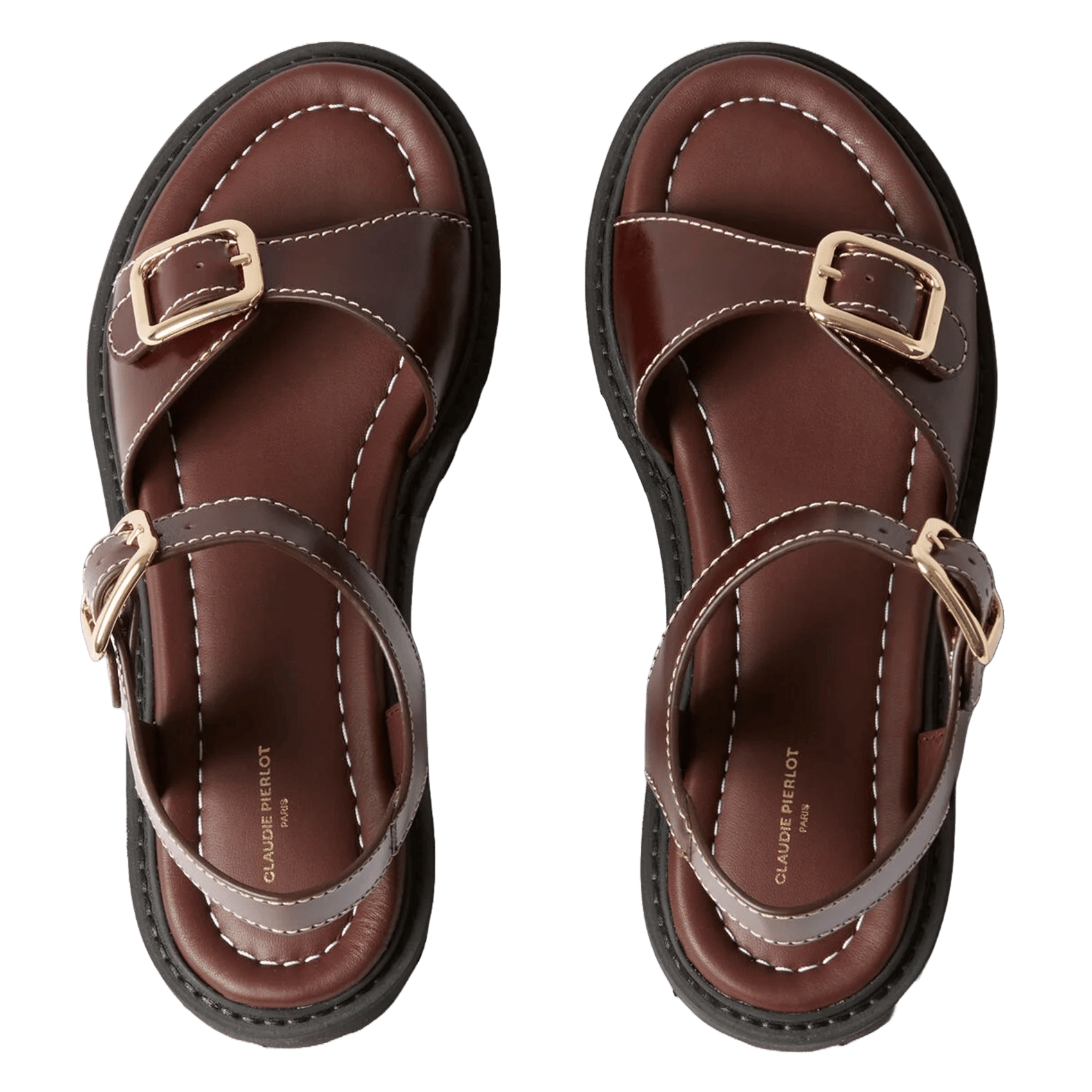 Sandales plate en cuir CLAUDIE PIERLOT Marron