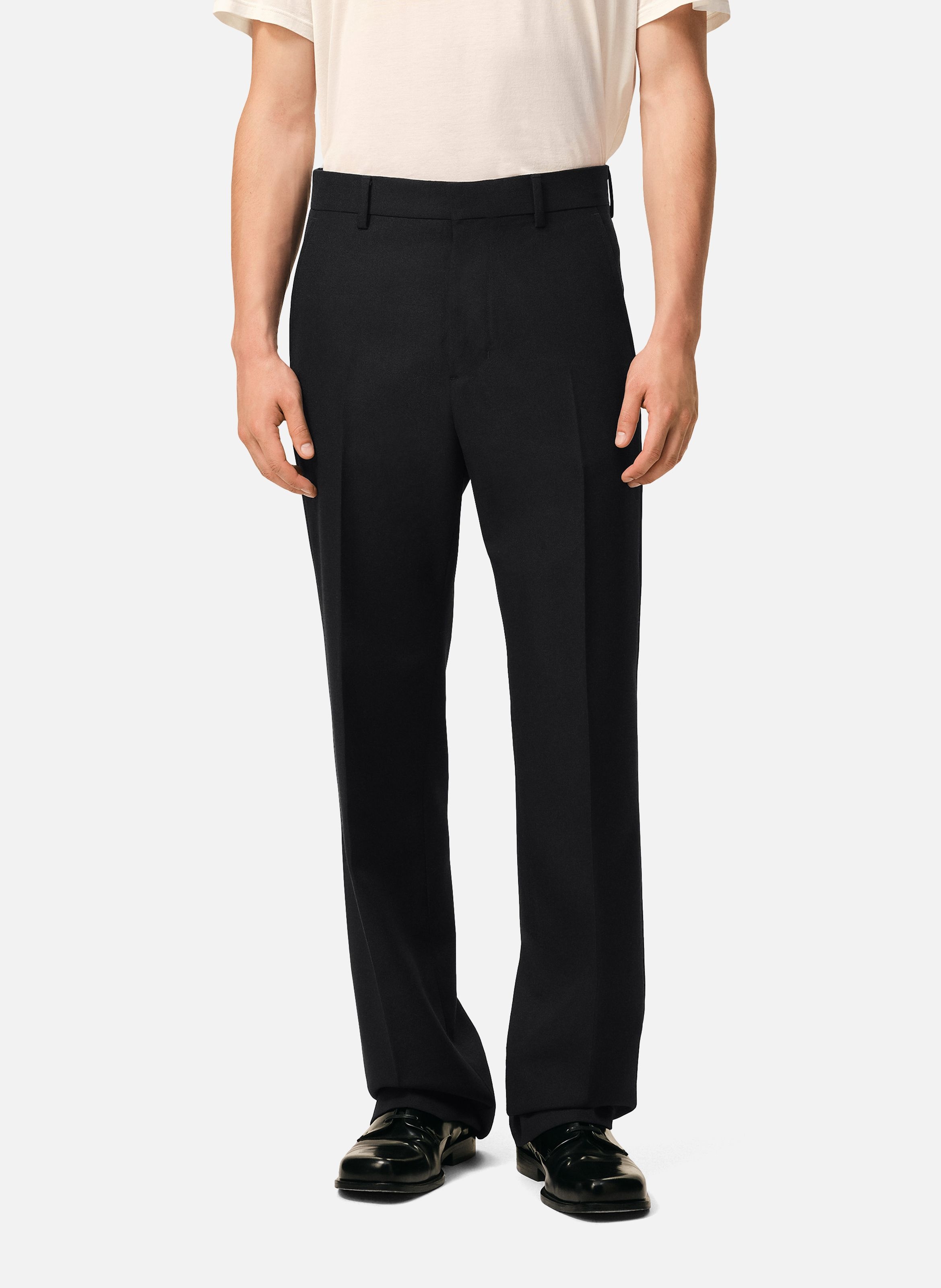Pantalon droit en laine AMI PARIS Noir