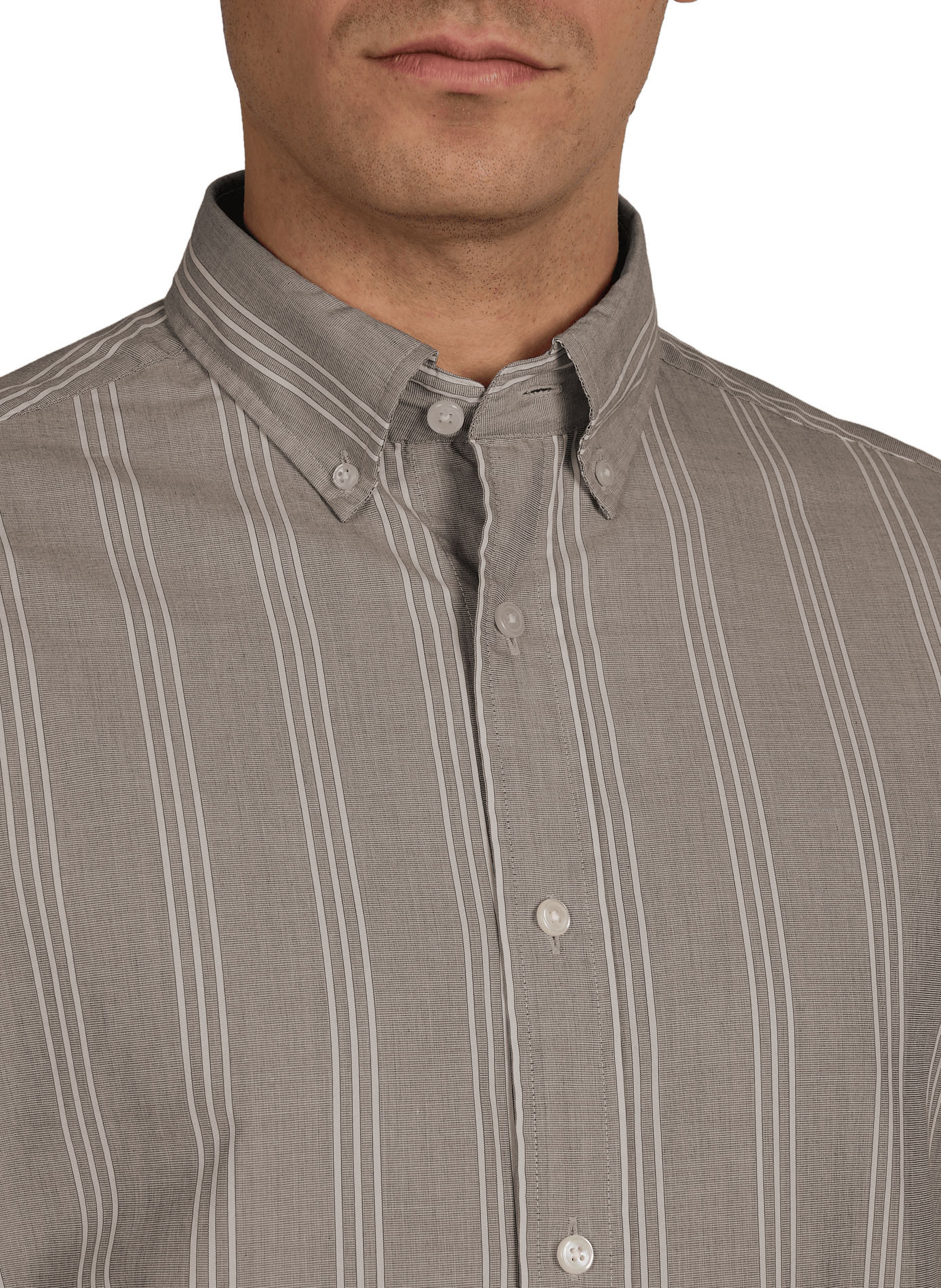 Chemise à rayures col américain en coton GANT Marron