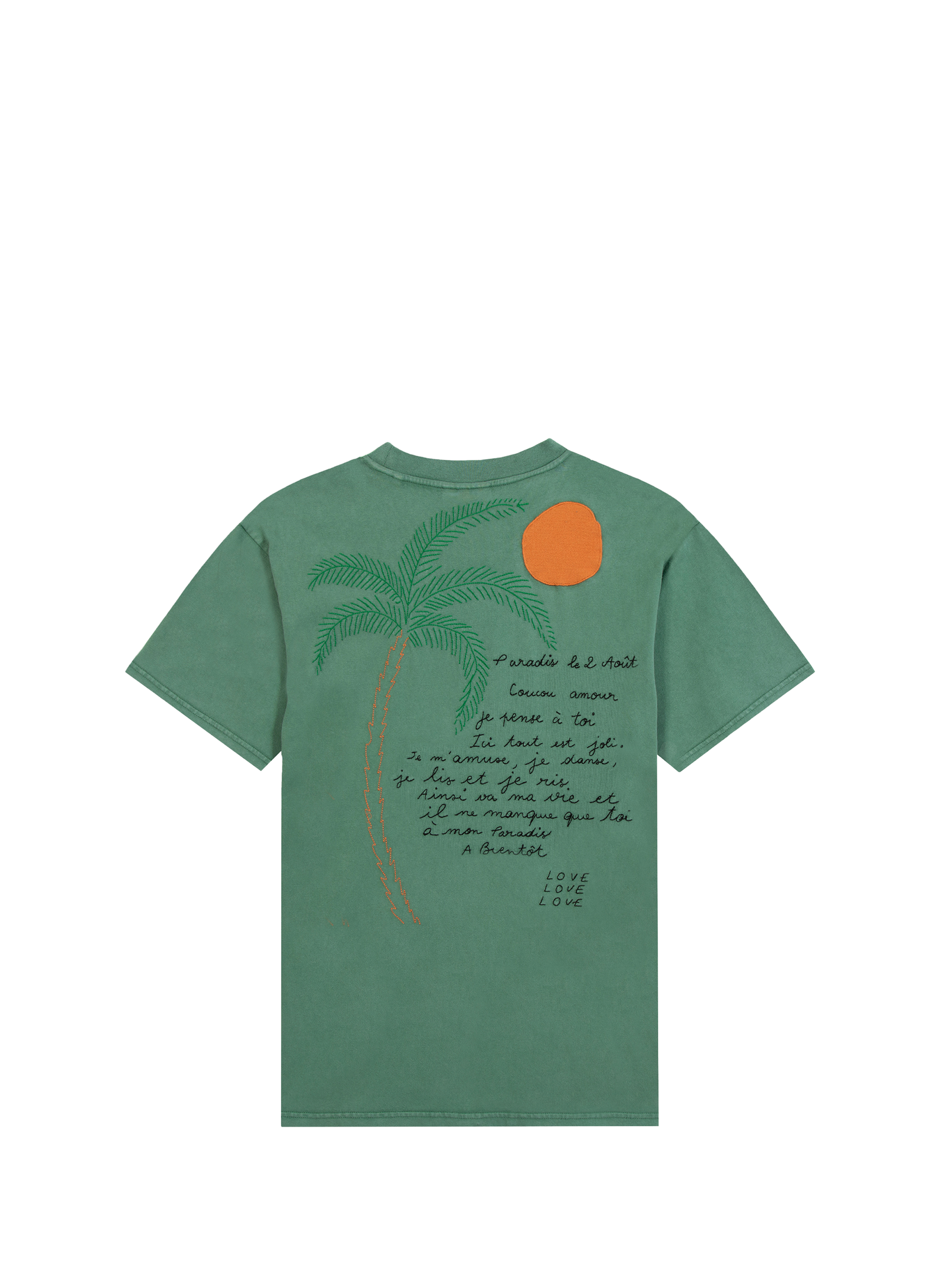 T-shirt Patureau brodé en coton biologique MAISON LABICHE Vert