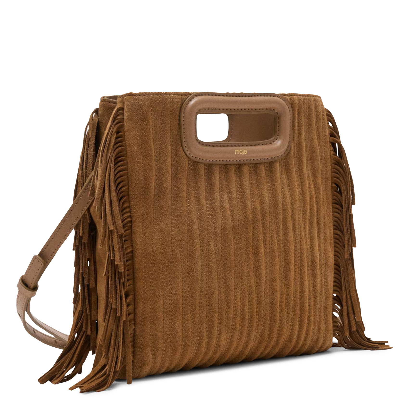 Sac bandoulière en cuir m MAJE Beige