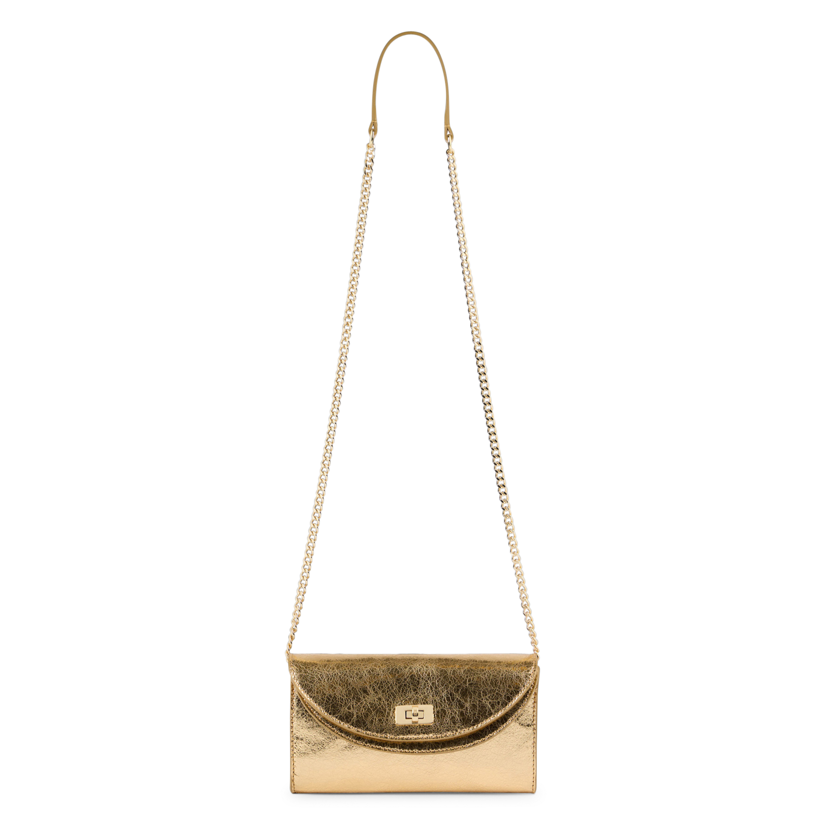 Sac bandoulière en cuir brillant SANDRO Doré