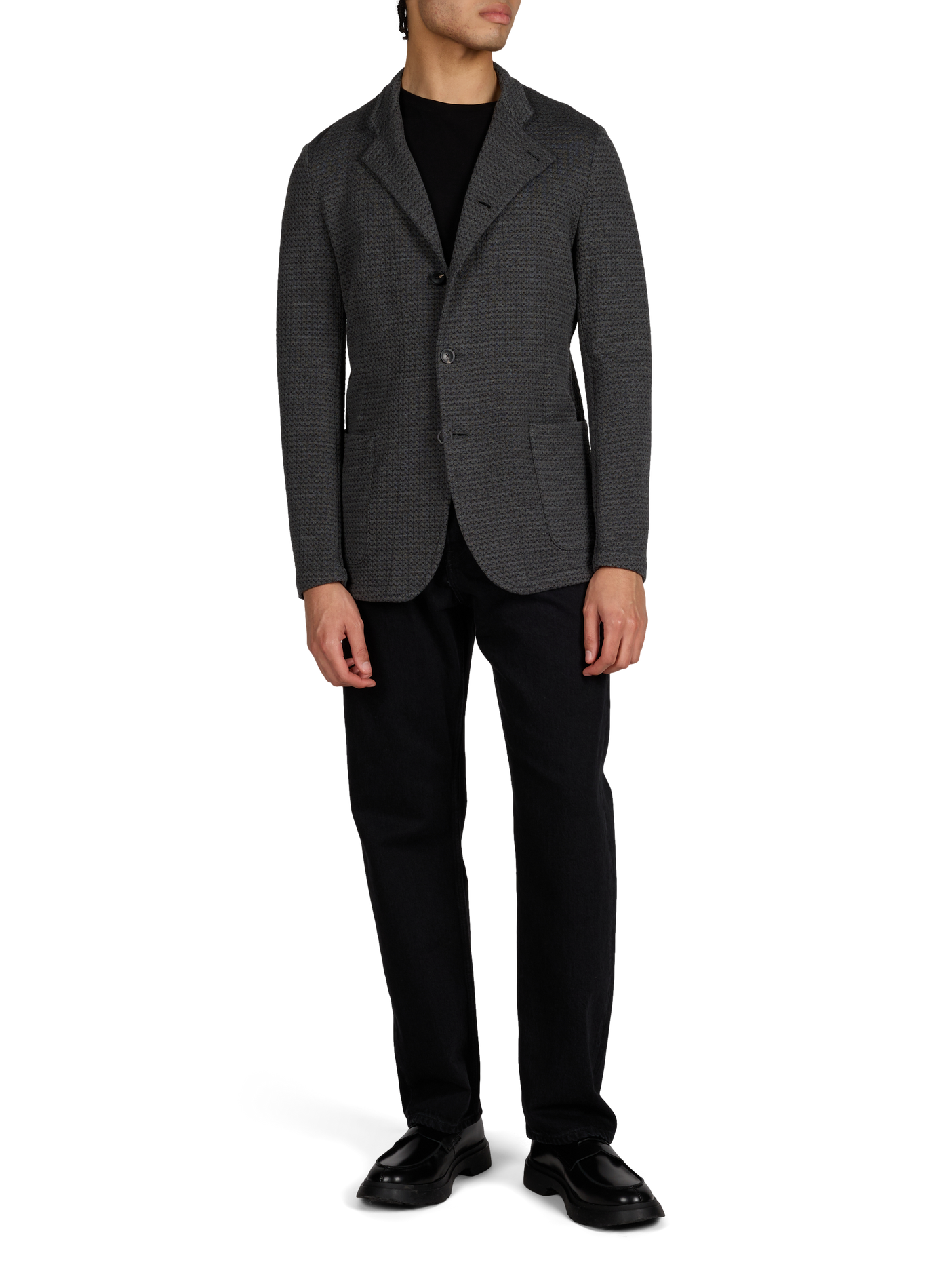 Straight coat with crossover collar EMPORIO ARMANI Grey