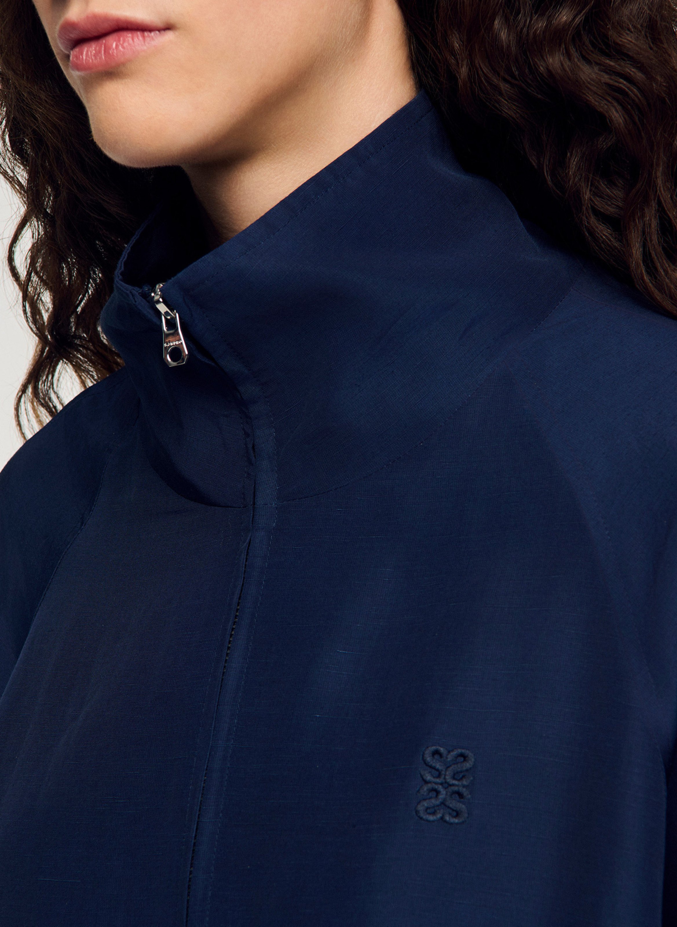 Blouson zippé oversize col montant SANDRO Bleu