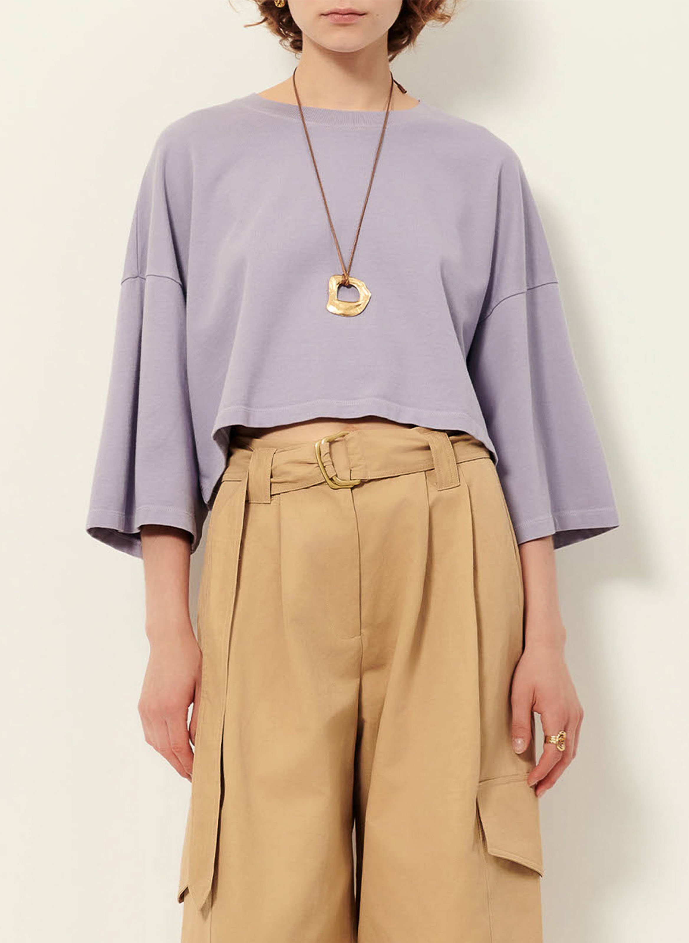 Tee-shirt col rond en coton epoteiro SESSUN Violet