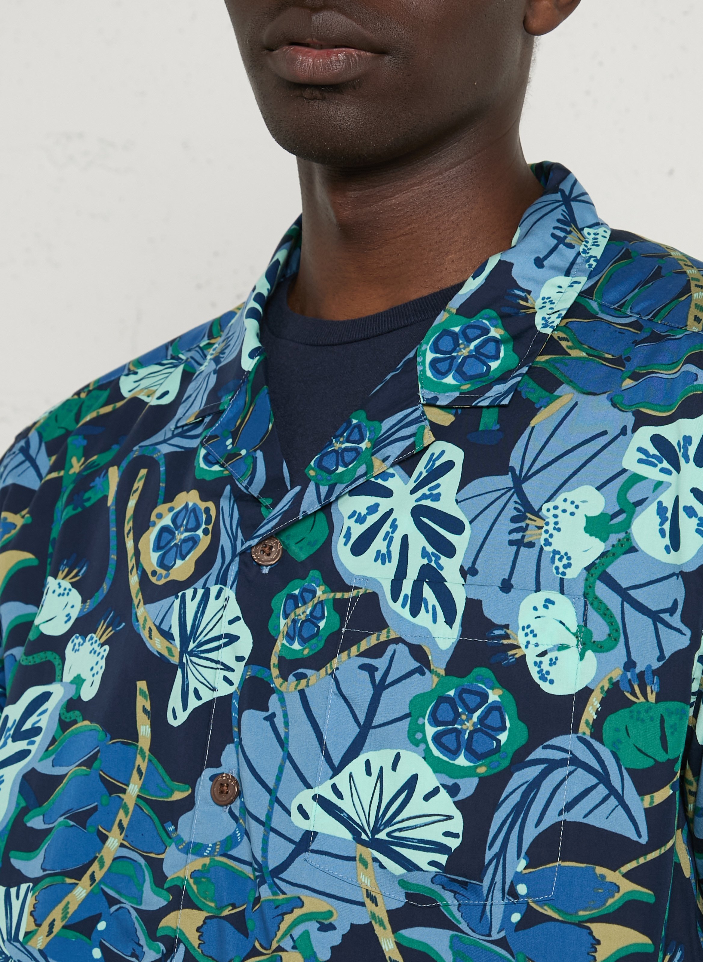 Chemise droite col cubain imprimée PATAGONIA Bleu