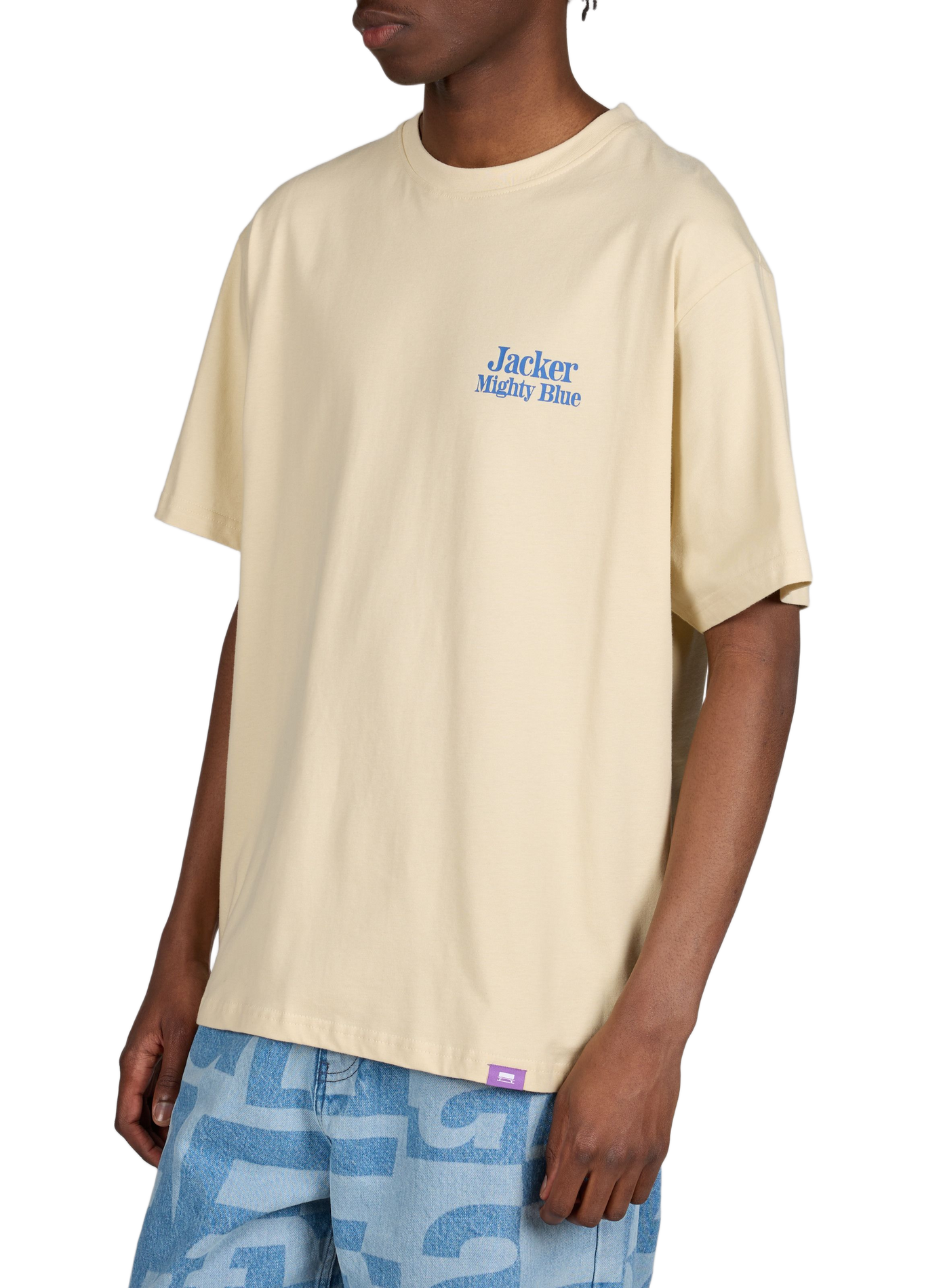 T-shirt droit imprimé en coton JACKER. Beige
