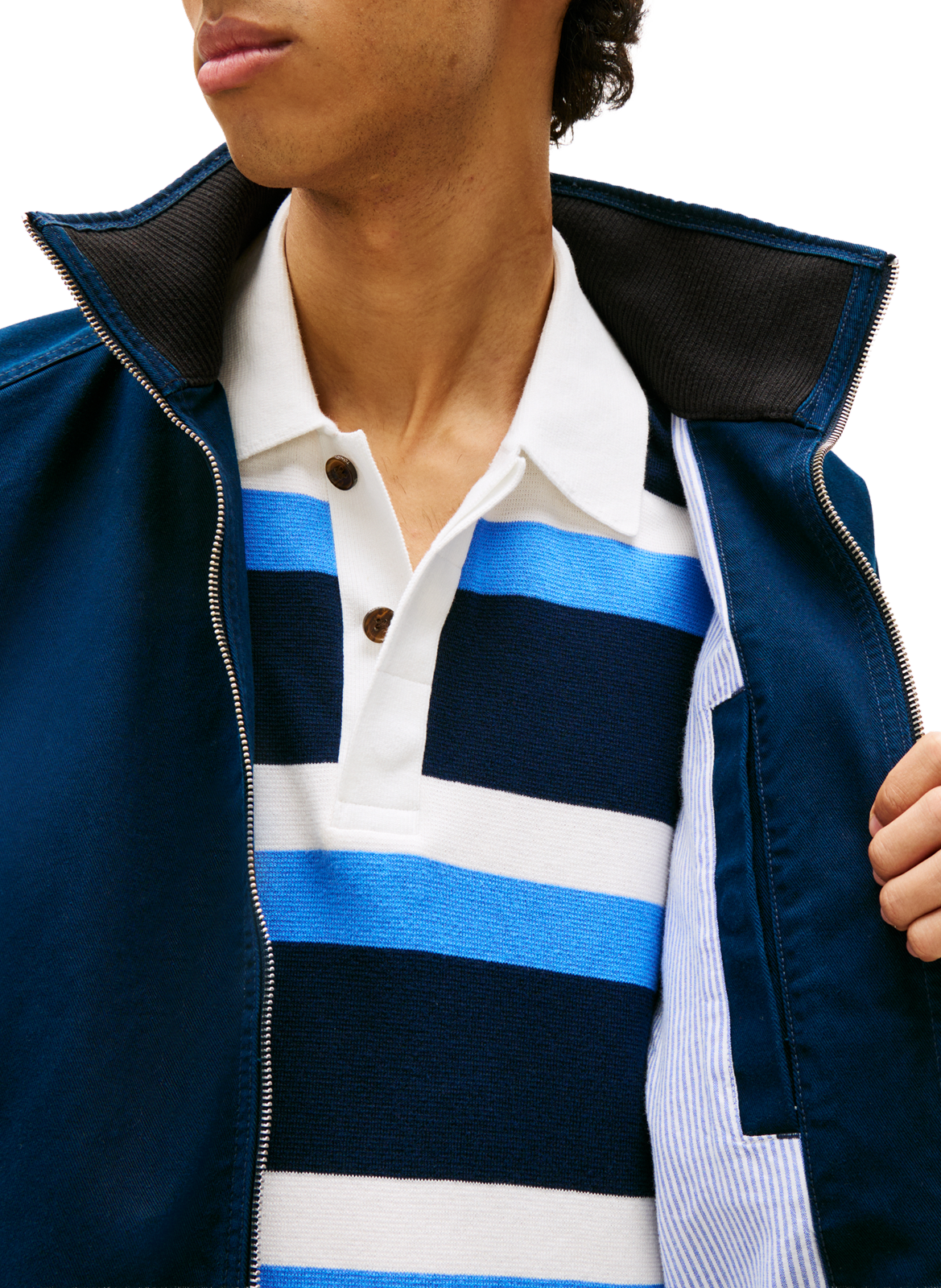 High-neck cotton jacket TOMMY HILFIGER Blue