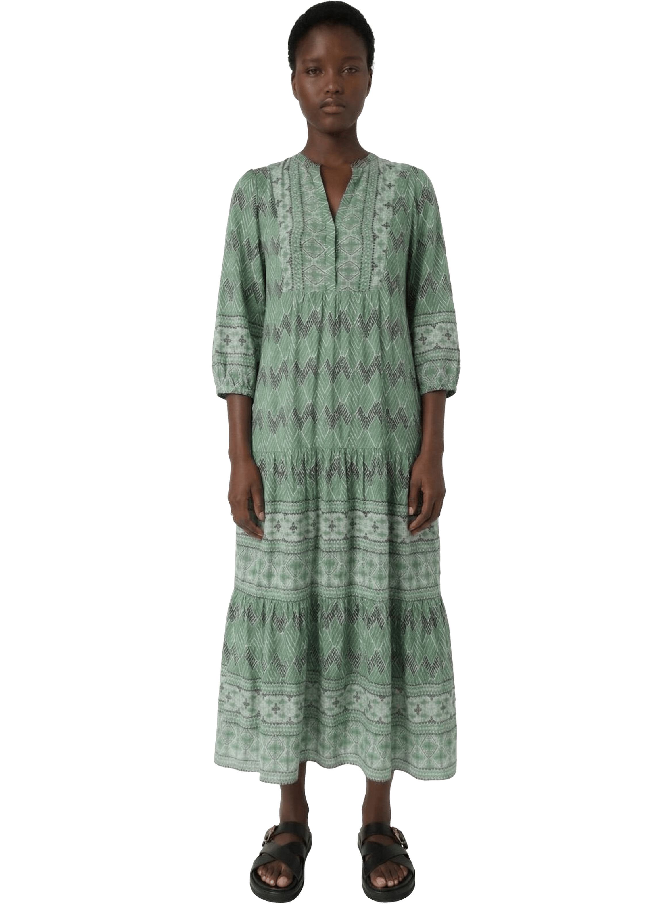 Robe longue imprimé graphique - riham GERARD DAREL Vert