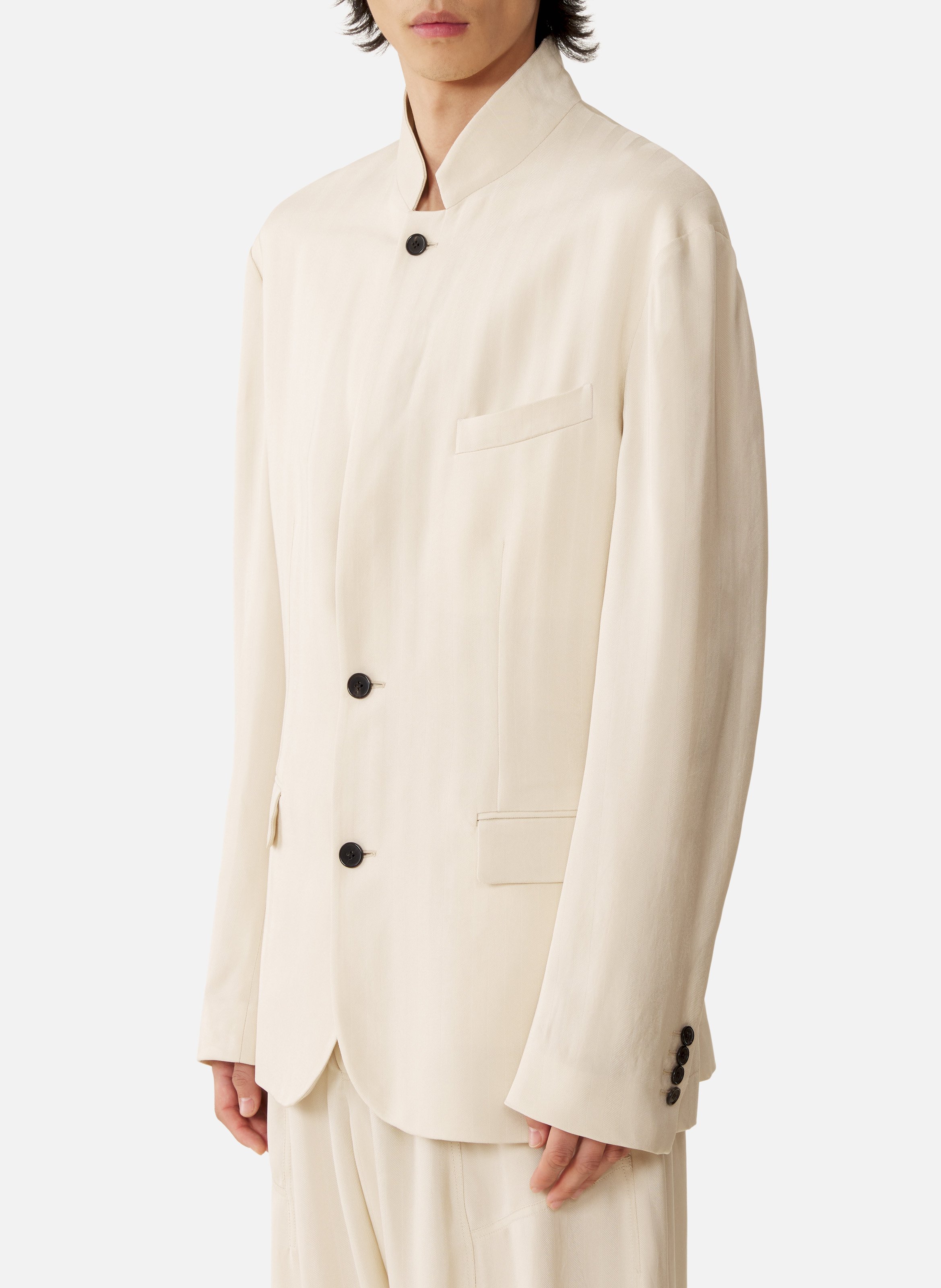 Veste col officier en viscose Blanc