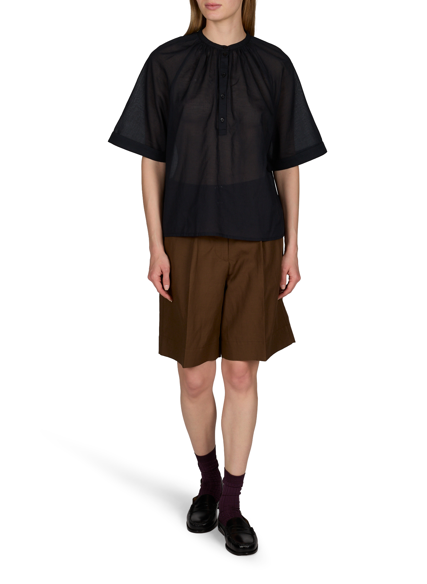 Noria top with officer collar in cotton OFFICINE GENERALE Black